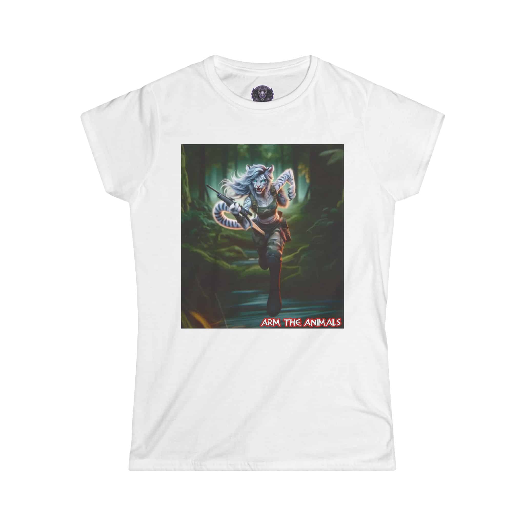 Arm The Animals: Commando Tigress #AA-D-WT004 Women's Softstyle Tee - Image 4