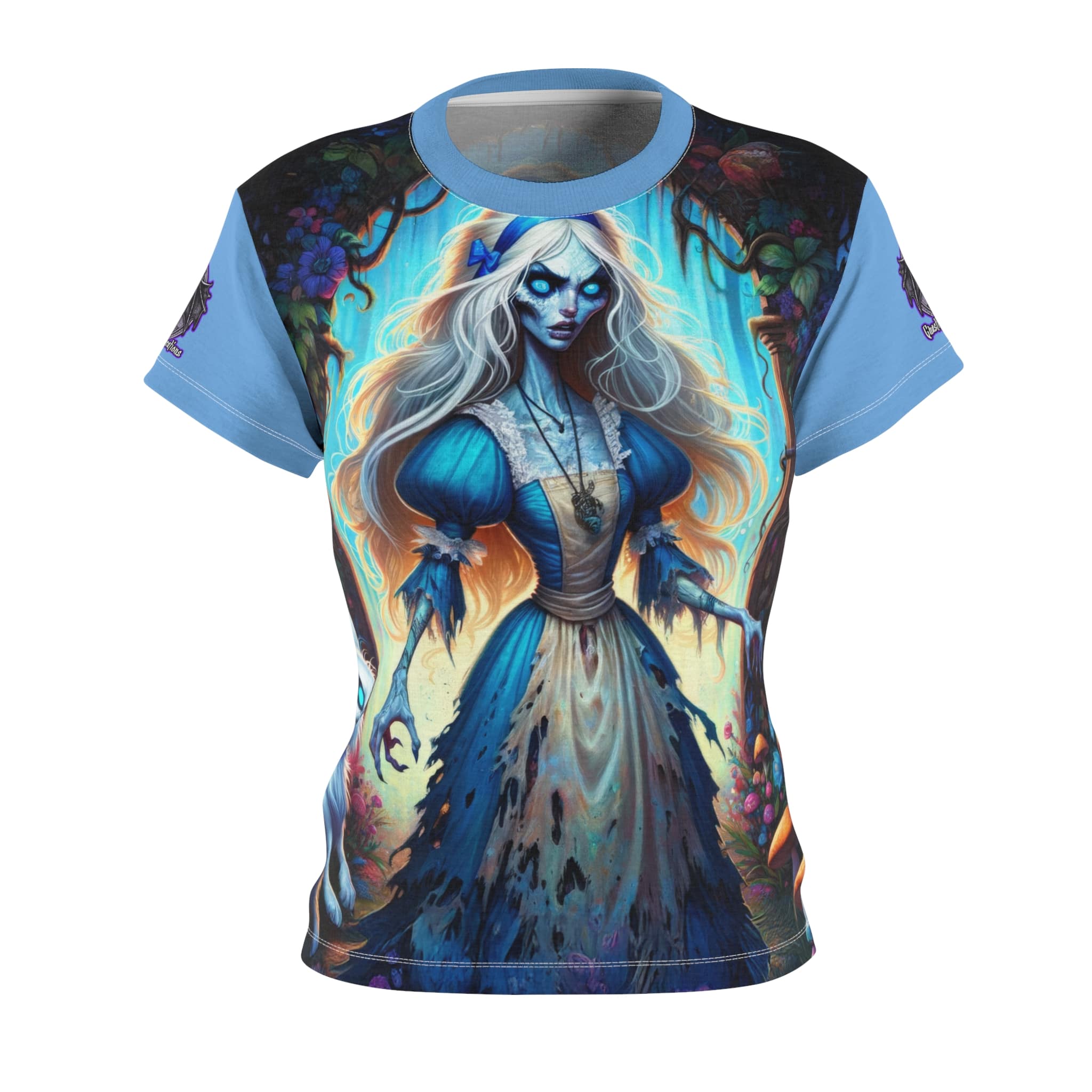 Undead Alice & White Rabbit Zombie #WT-D-A03 Women's Cut & Sew Tee (AOP) - Image 7