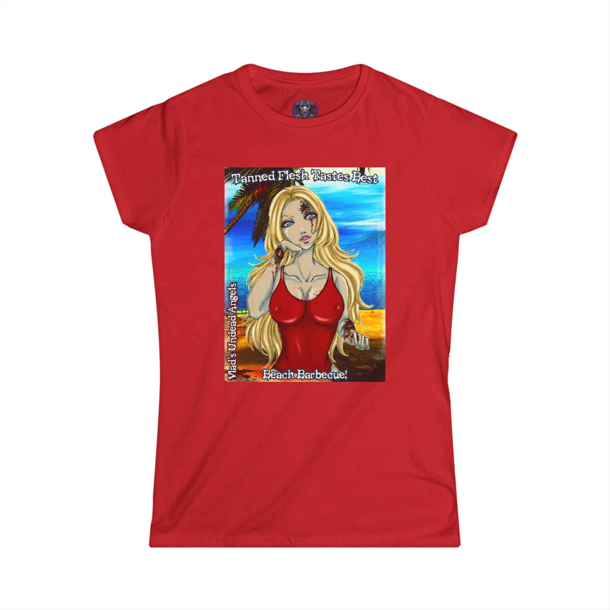 Shay Undead Angel Zombie Lifeguard - Classic Art w/Text C1 Re-Issue Women's Softstyle Tee - Image 16