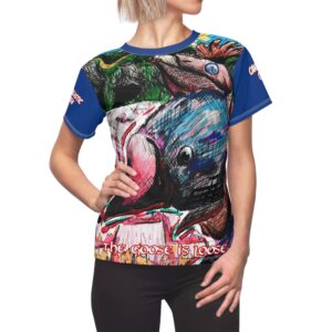Cannibalistic Chicken Band The Goose Is Loose Women's Tee (AOP) Hand Drawn By Band Front man: Blue Sleeves