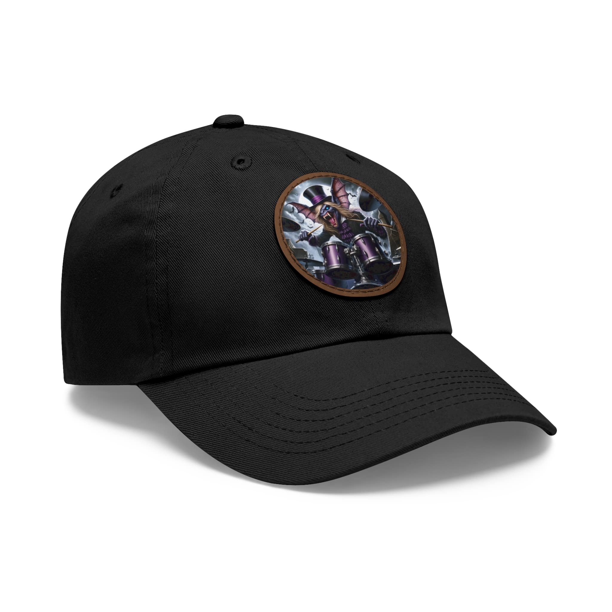 Vlad The Enforcer Bat Drummer #VTE001 Artistic Round Leather Patch Dad Hat - Stylish Casual Cap - Image 2