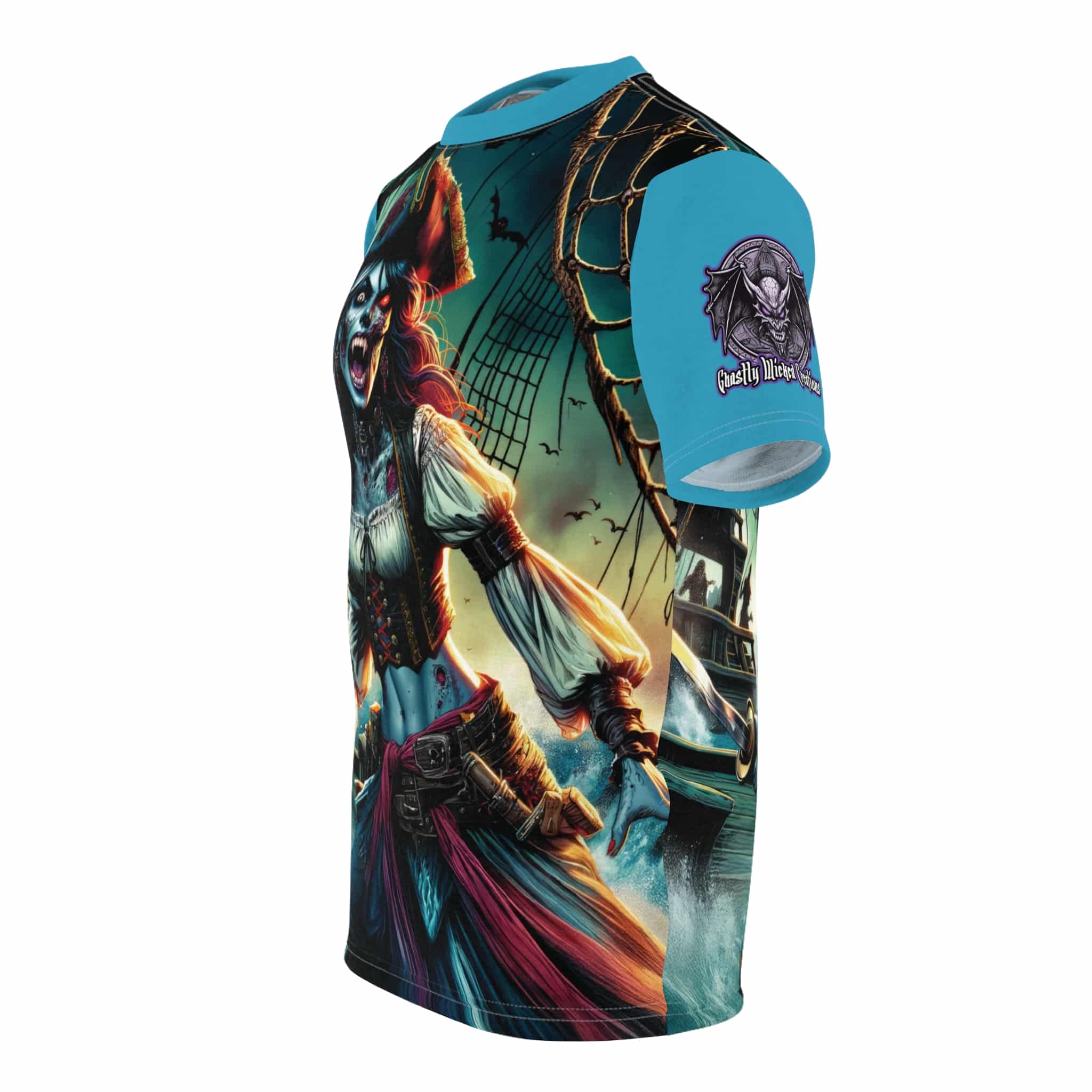 Undead Pirate Lass #ML-D-UP002 Unisex Cut & Sew Tee (AOP) - Image 7