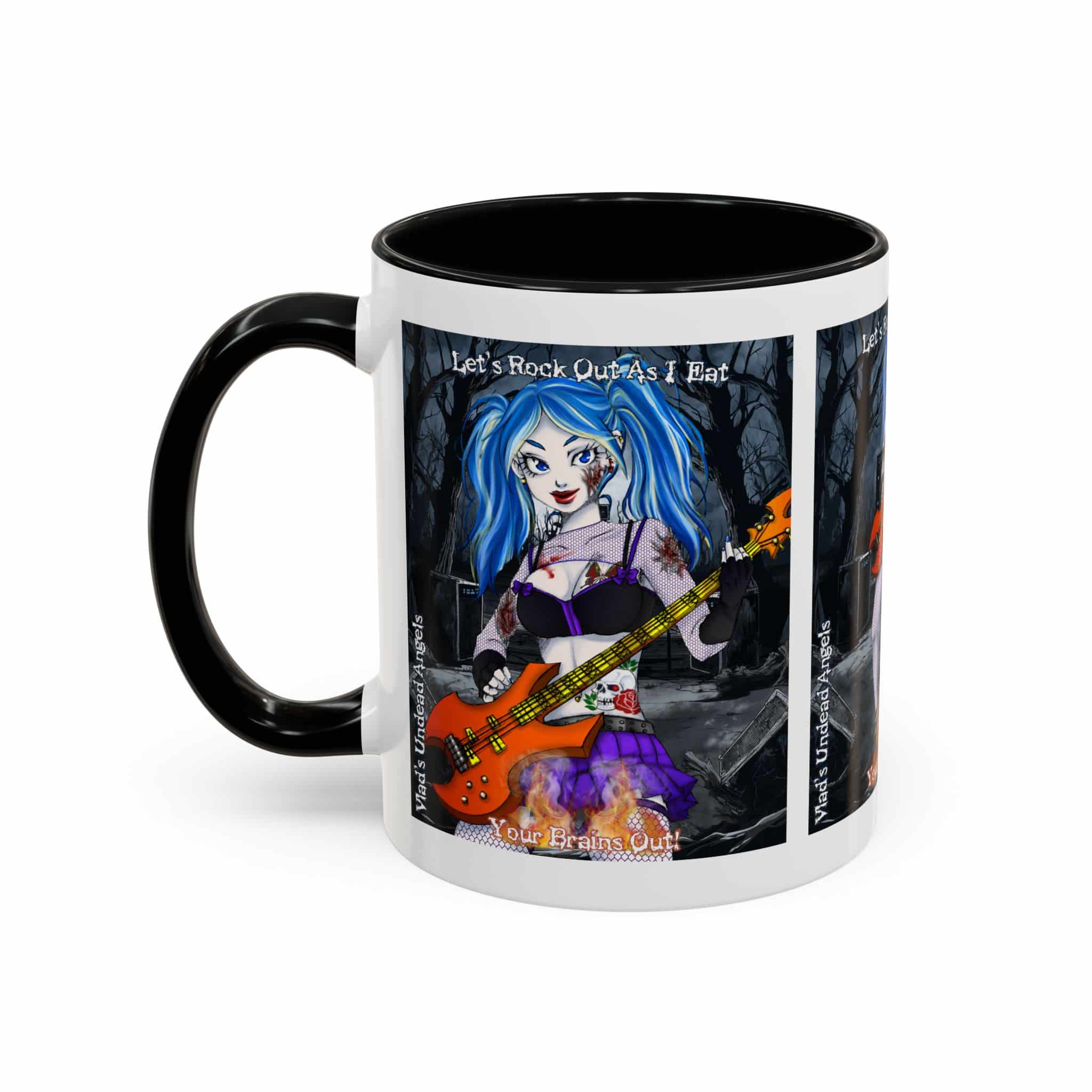 Ashley Undead Angel Zombie Bass Guitarist – Classic Art V2 w/Text Accent Coffee Mug (11, 15oz) - Image 11