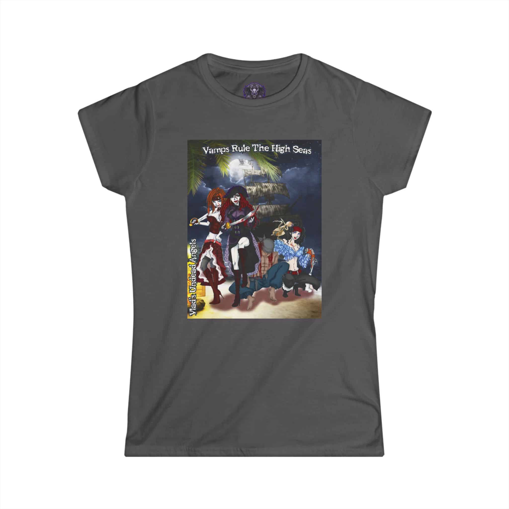 Undead Angel Vampire Pirate Trio - Classic Art w/Text Re-Issue Women's Softstyle Tee - Image 23