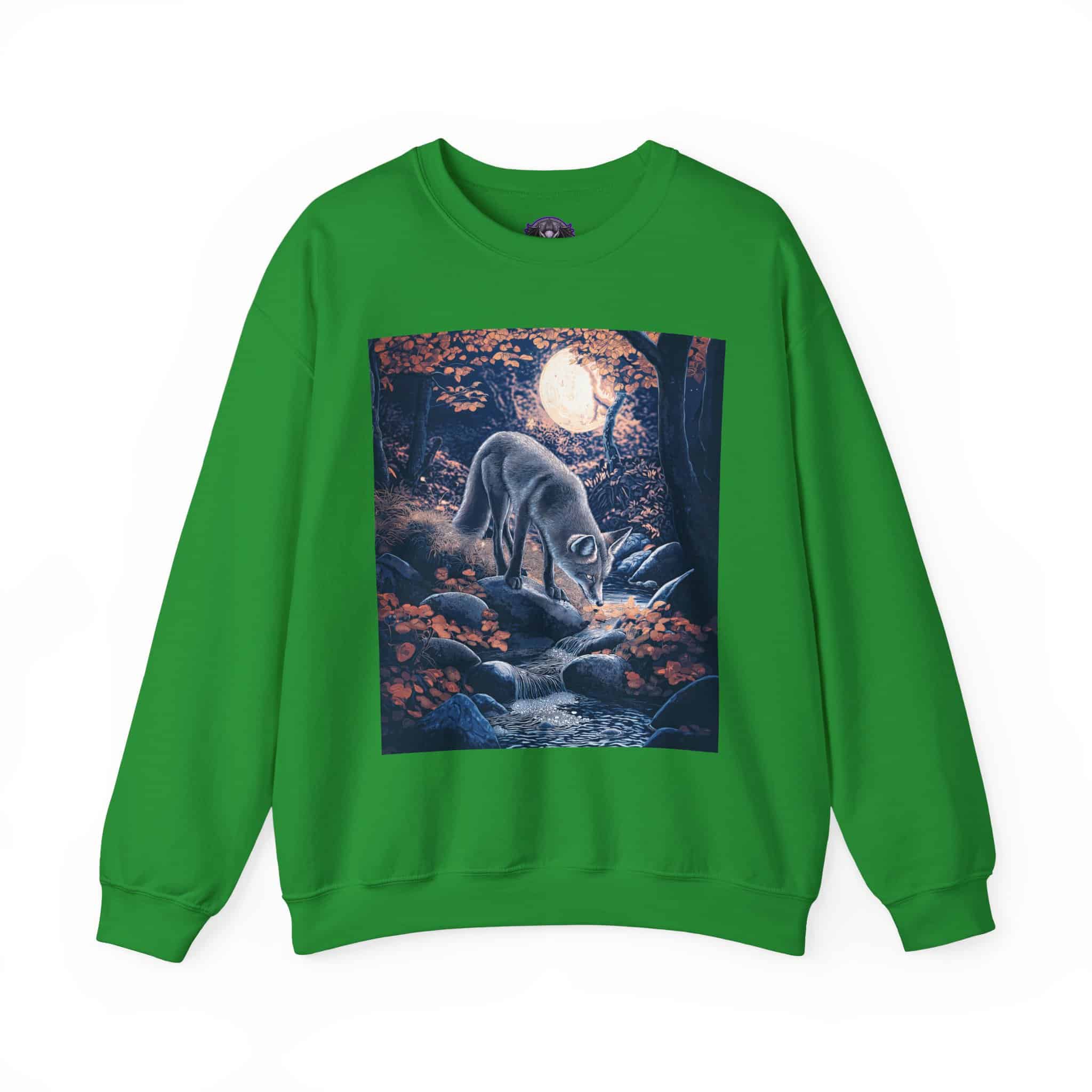 Fox By Stream At Moonlight by Wyldesigns Unisex Heavy Blend™ Crewneck Sweatshirt - Image 15