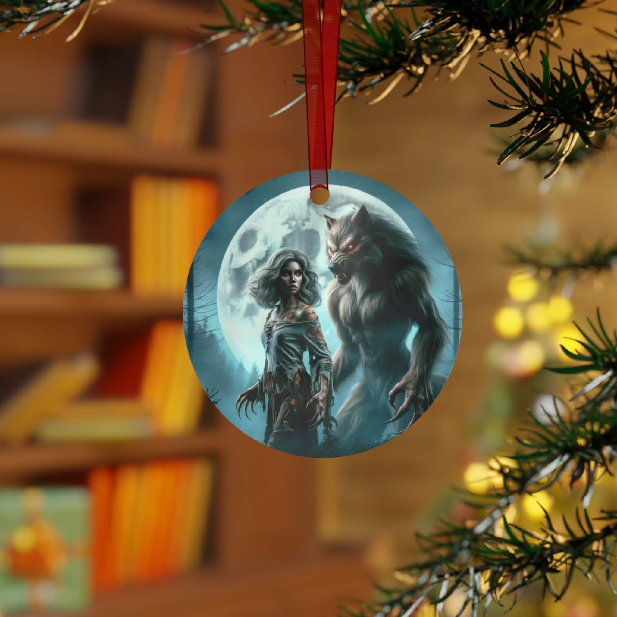 Werewolf & Progeny Full Moon #ML-D-WW02 Metal Ornaments - Image 4