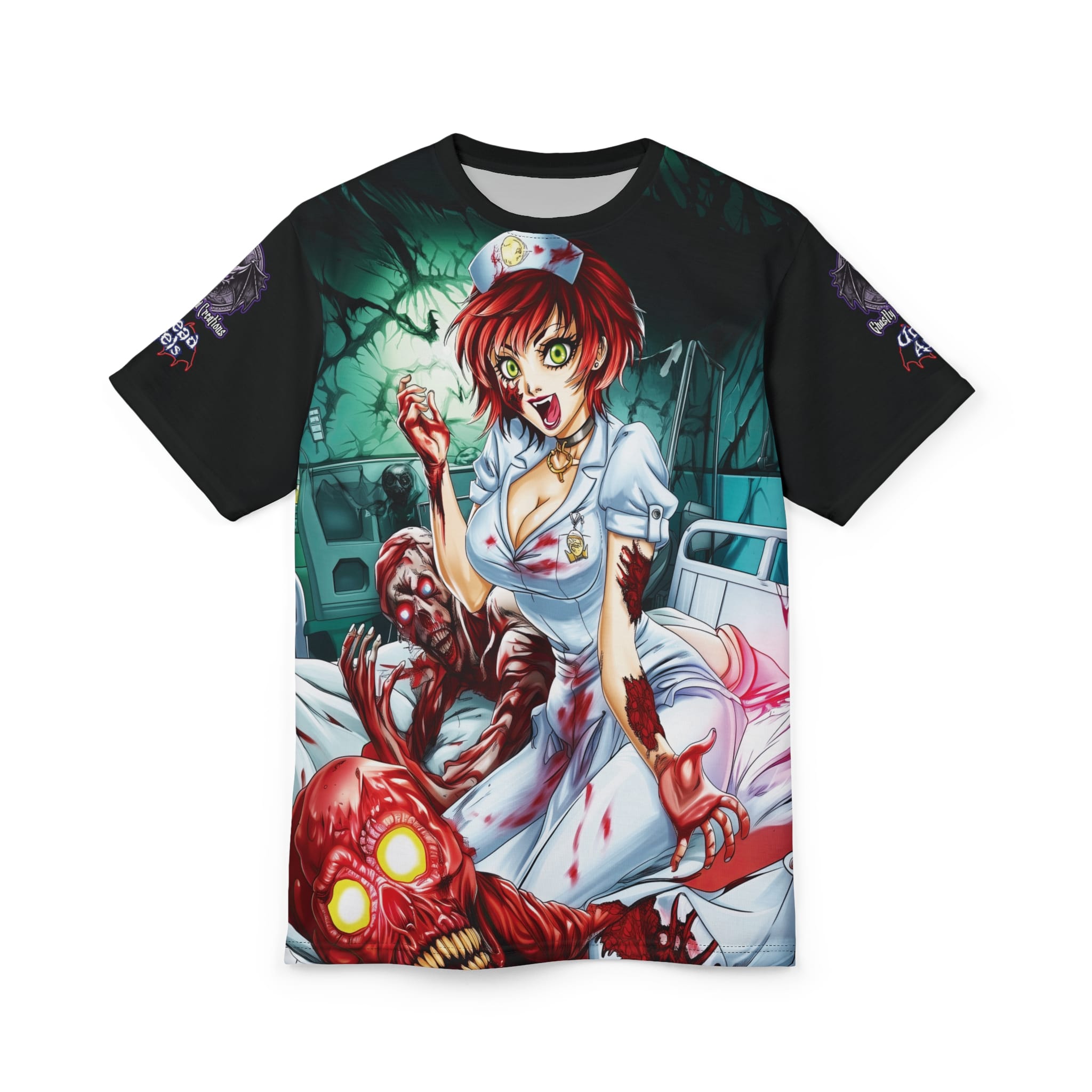 Undead Angels Zombie Nurse Abigail Classic Reborn Style III Unisex Cut & Sew Tee (AOP) - Image 6