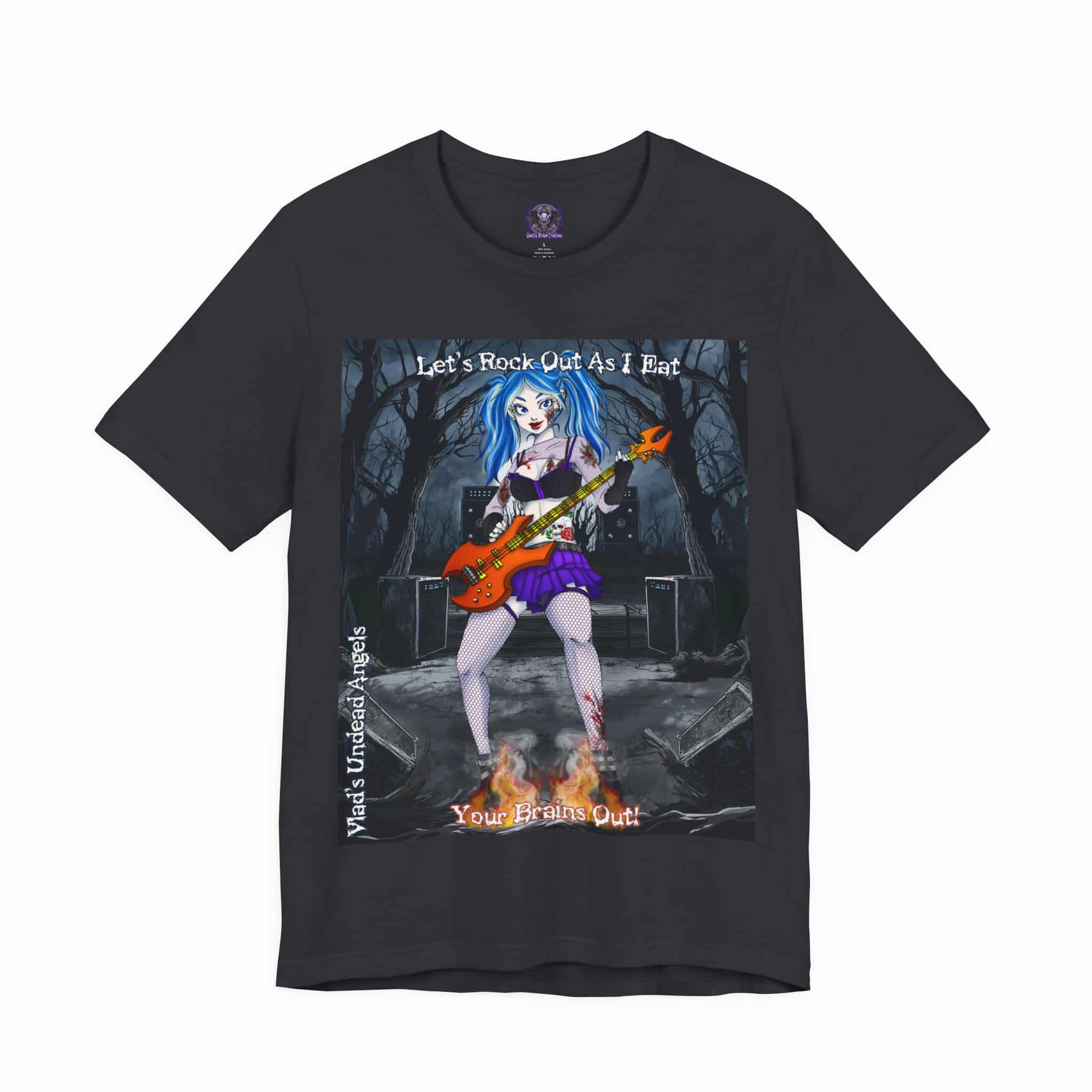 Ashley Undead Angel Bass Guitarist F1 - Classic Art w/Text Re-Issue Unisex Jersey Short Sleeve Tee - Image 11