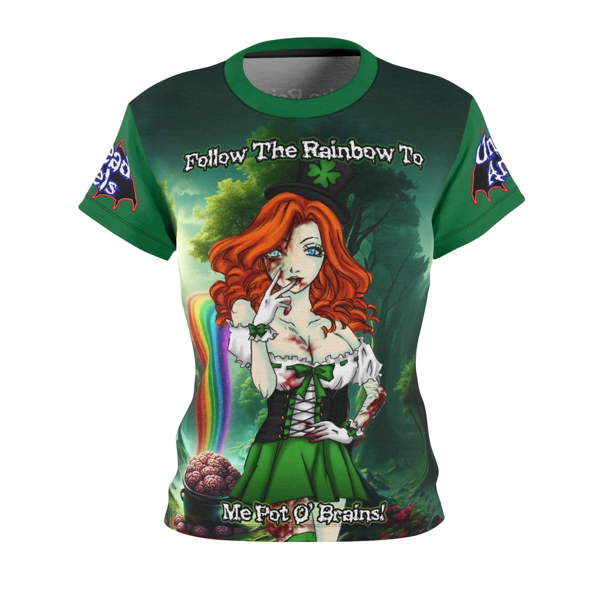 Fiona Undead Angel Leprechaun Queen - Classic Art w/ Text Women's Cut & Sew Tee (AOP) - Image 4