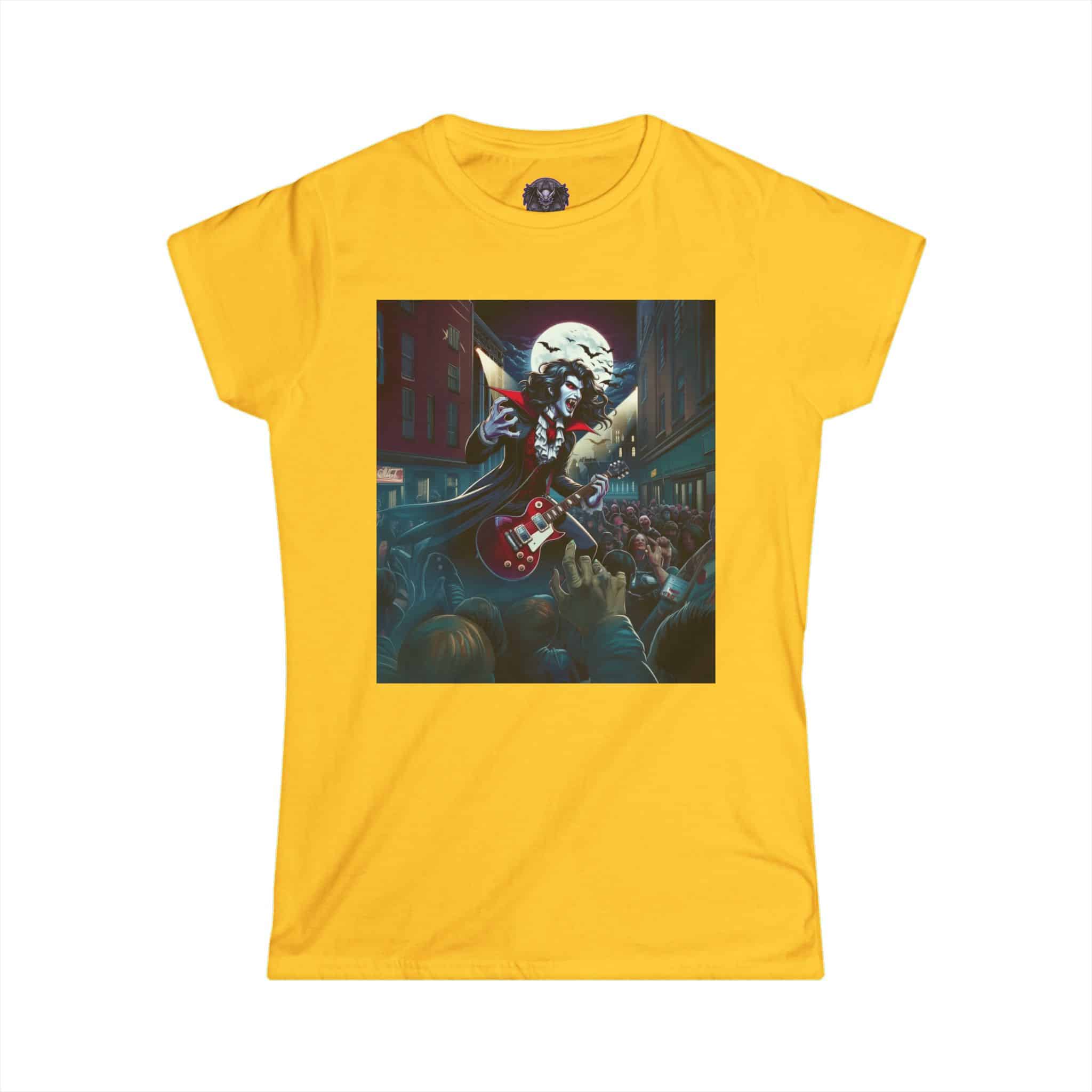 Monster Mosh 2024 Tour Dracula On Guitar MM-D-D07 Women's Softstyle Tee - Image 13