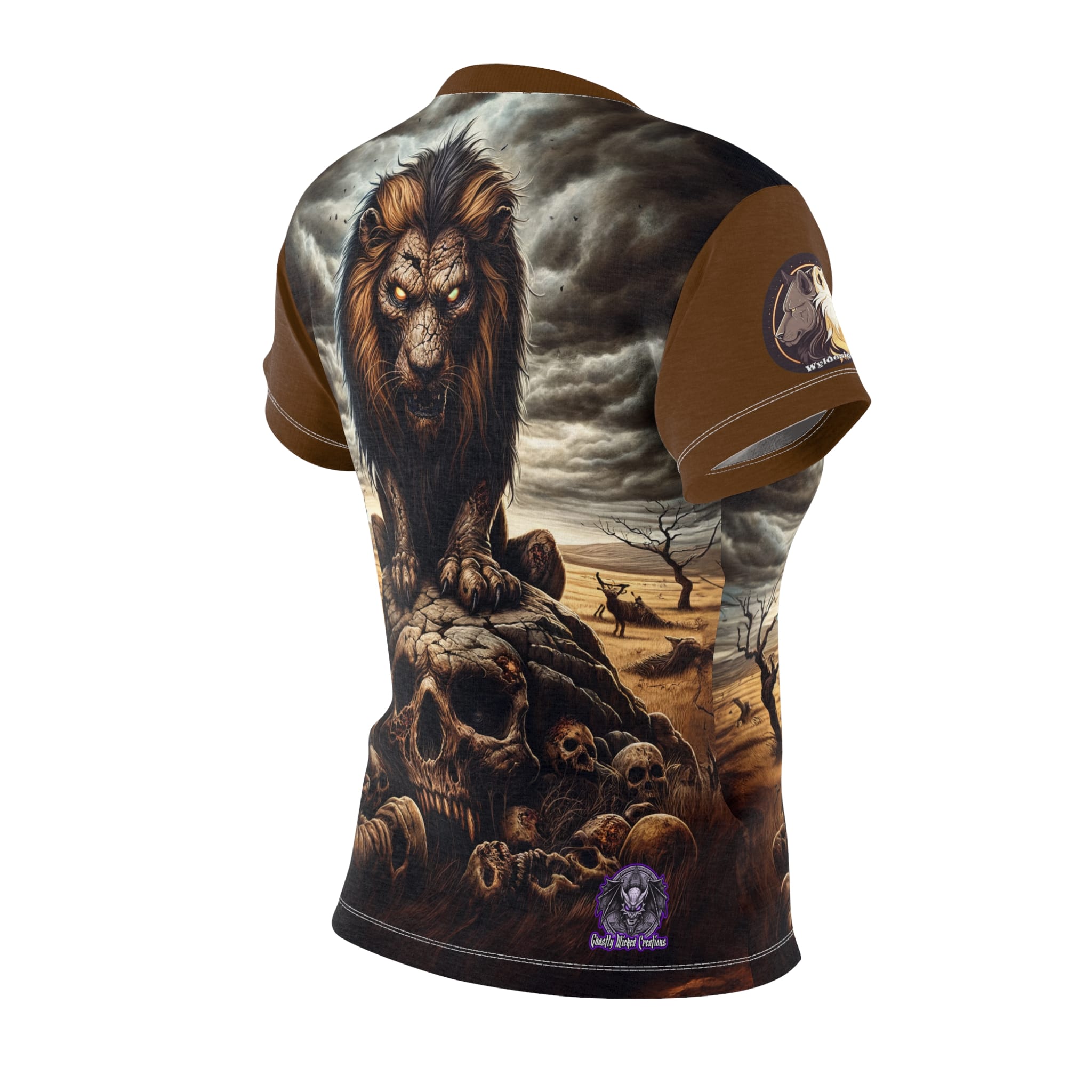 Undead Lion WD-D015 By Wyldesigns Women's Cut & Sew Tee (AOP) - Image 3
