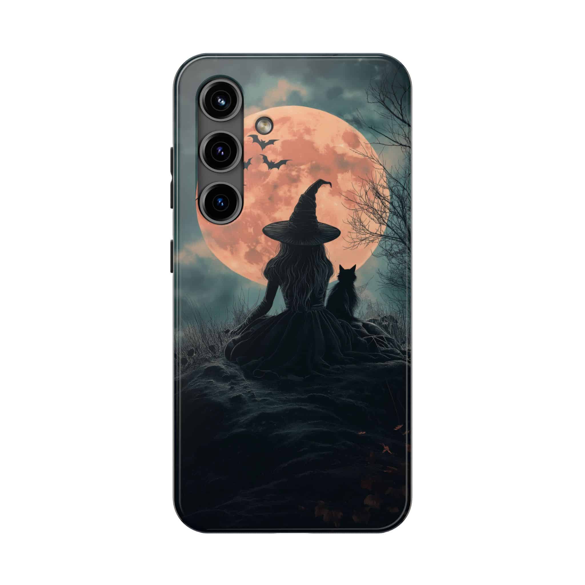 Witch With Black Cat By Moonlight #MJ-W004 Samsung S21, S22, S23, & S24 Tough Phone Cases