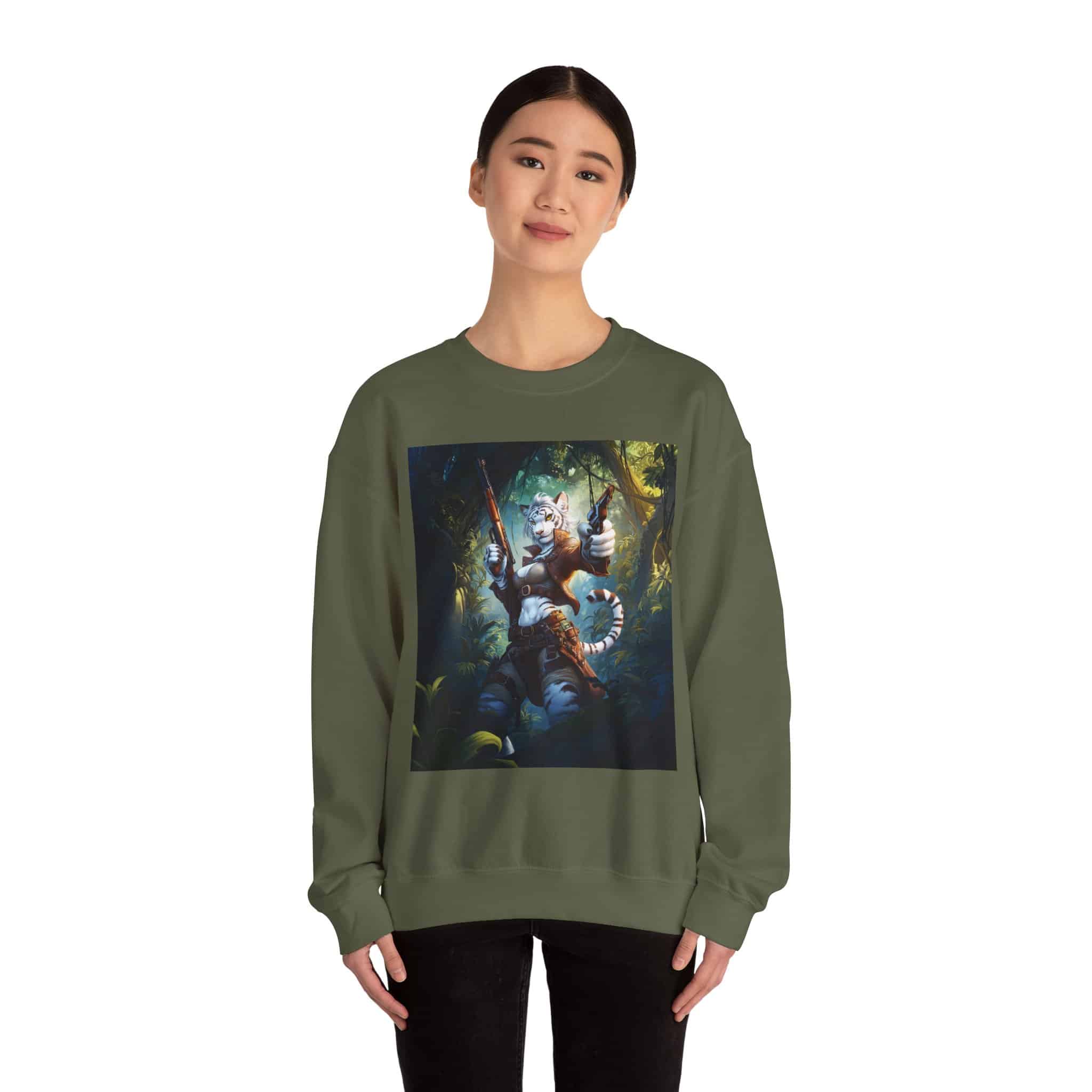 Arm The Animals: Hunter White Tiger #AA026 Unisex Heavy Blend™ Crewneck Sweatshirt - Image 24