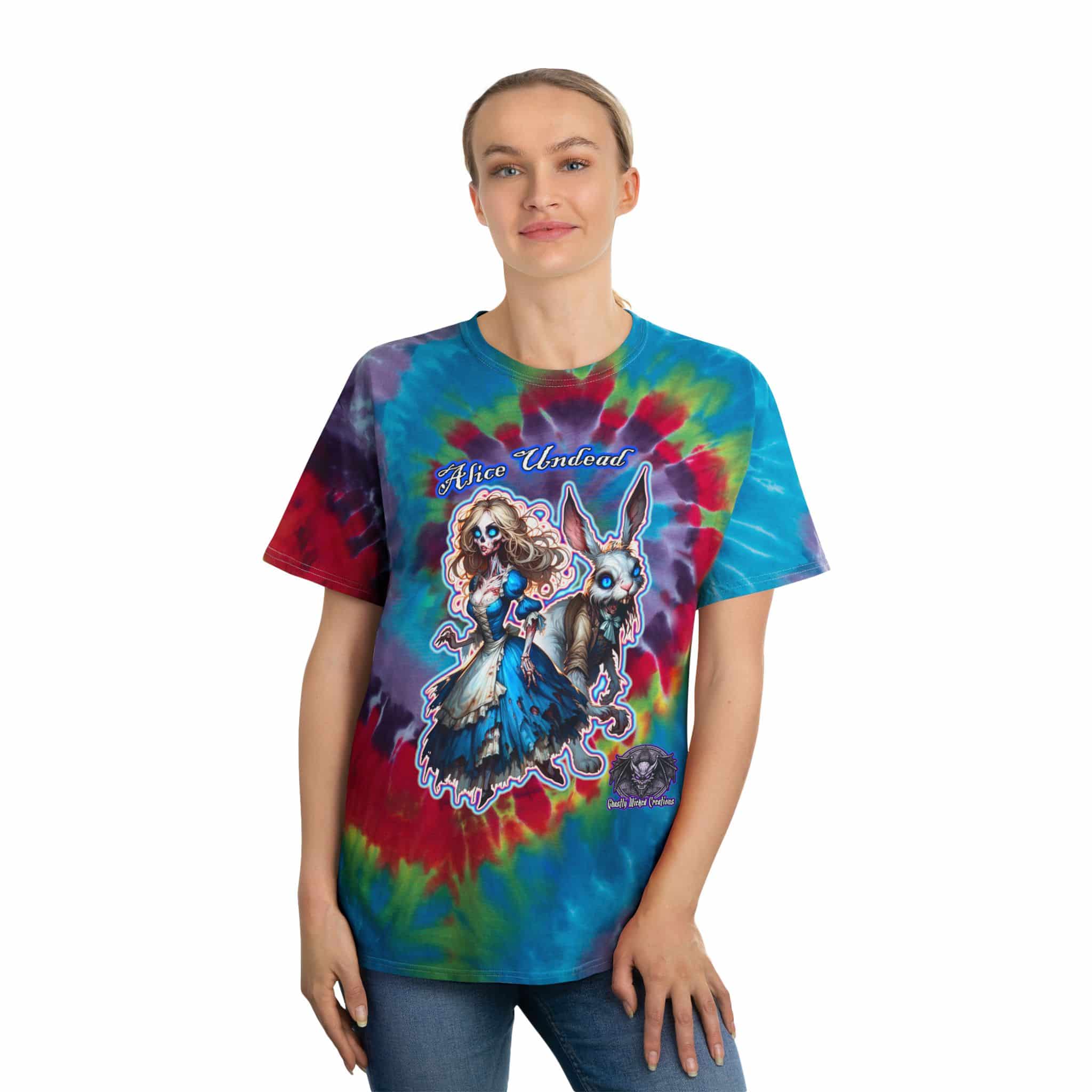 Undead Alice & White Rabbit Zombie WT-D-A01 Tie-Dye Tee, Spiral - Image 4