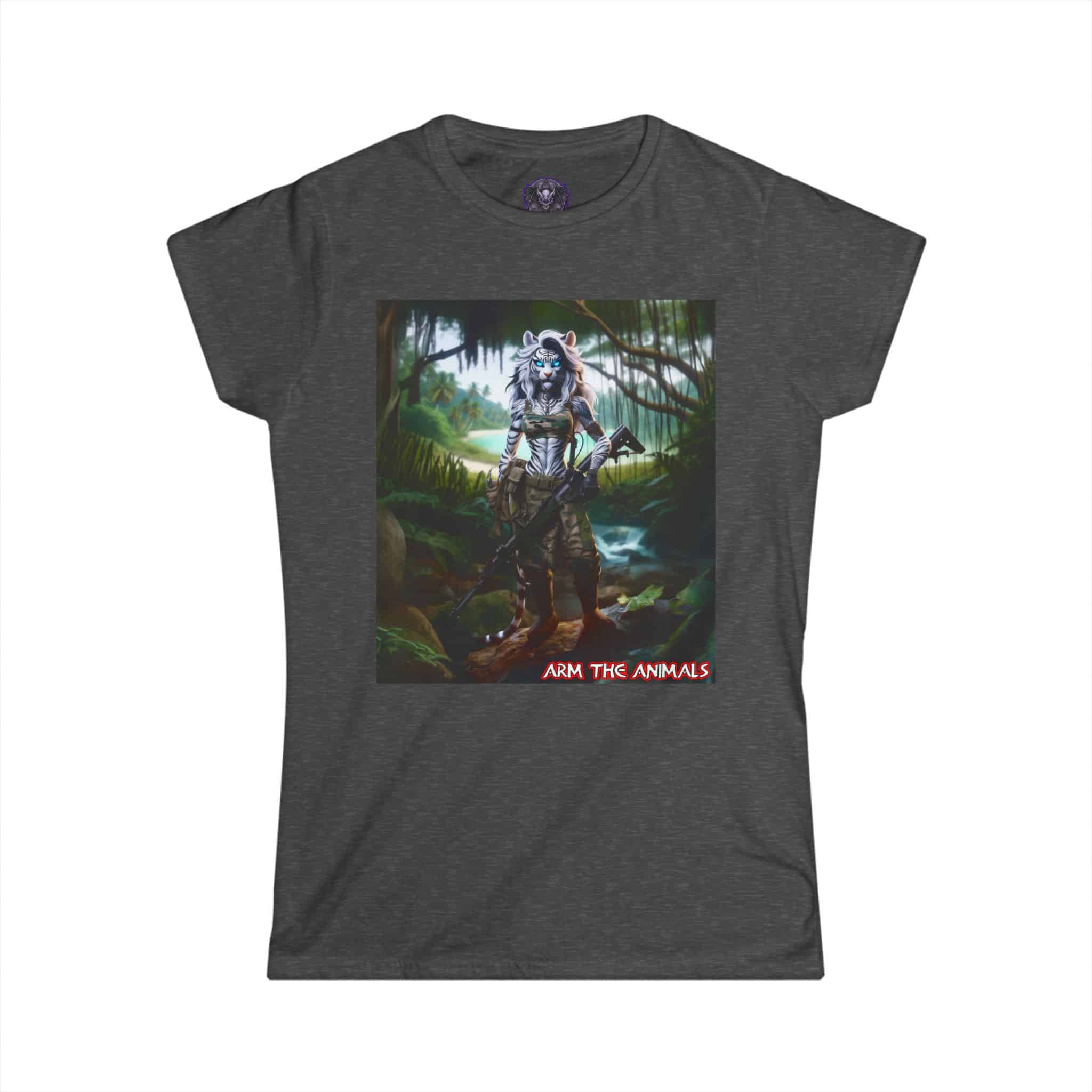 Arm The Animals: White Tiger Girl #AA-D-WT001 Women's Softstyle Tee - Image 16