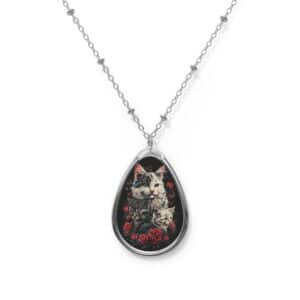 Mama Cat & Kittens WD-M001 By Wyldesigns Oval Necklace