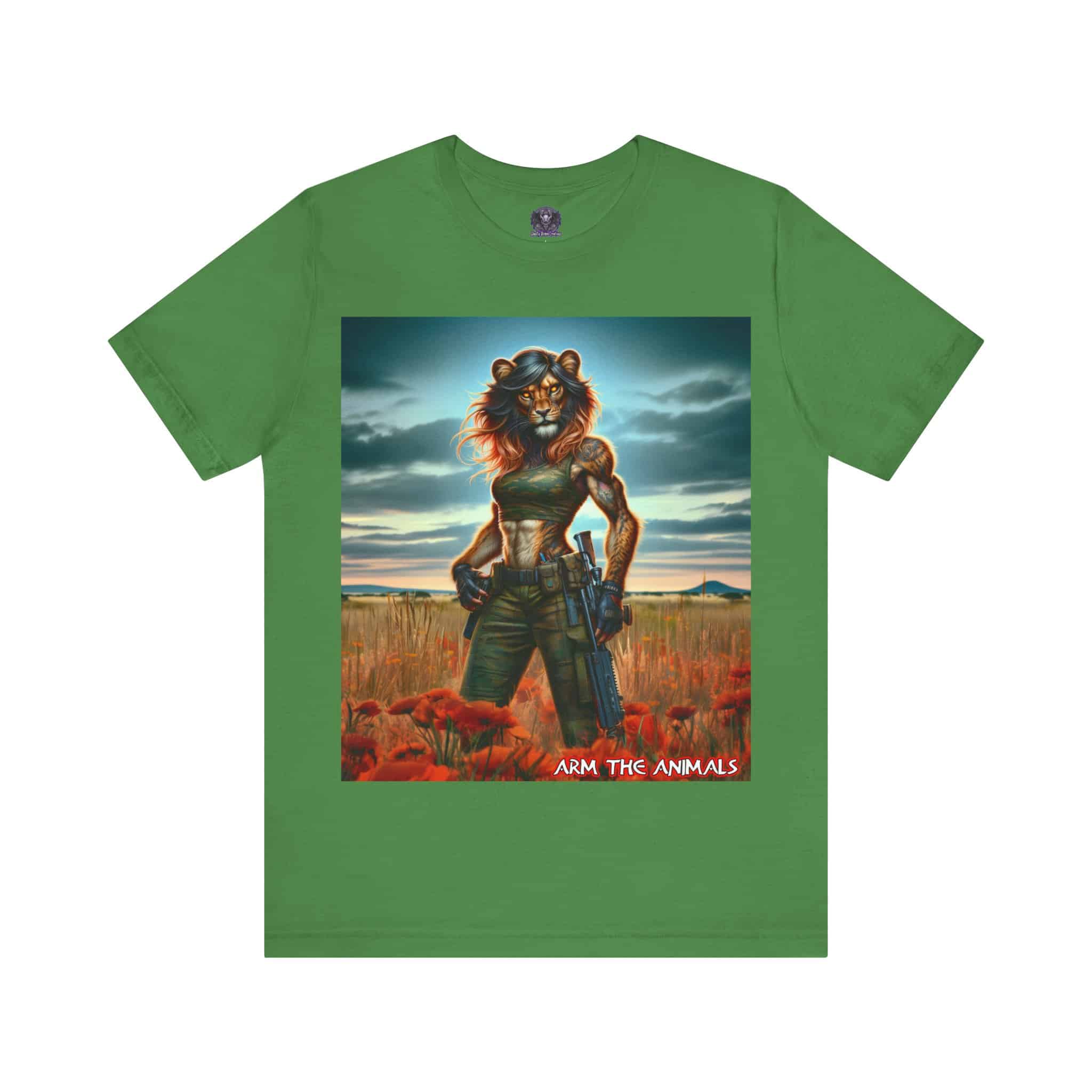 Arm The Animals: Hunter Lioness #AA-D-Lis001 Unisex Jersey Short Sleeve Tee - Image 41