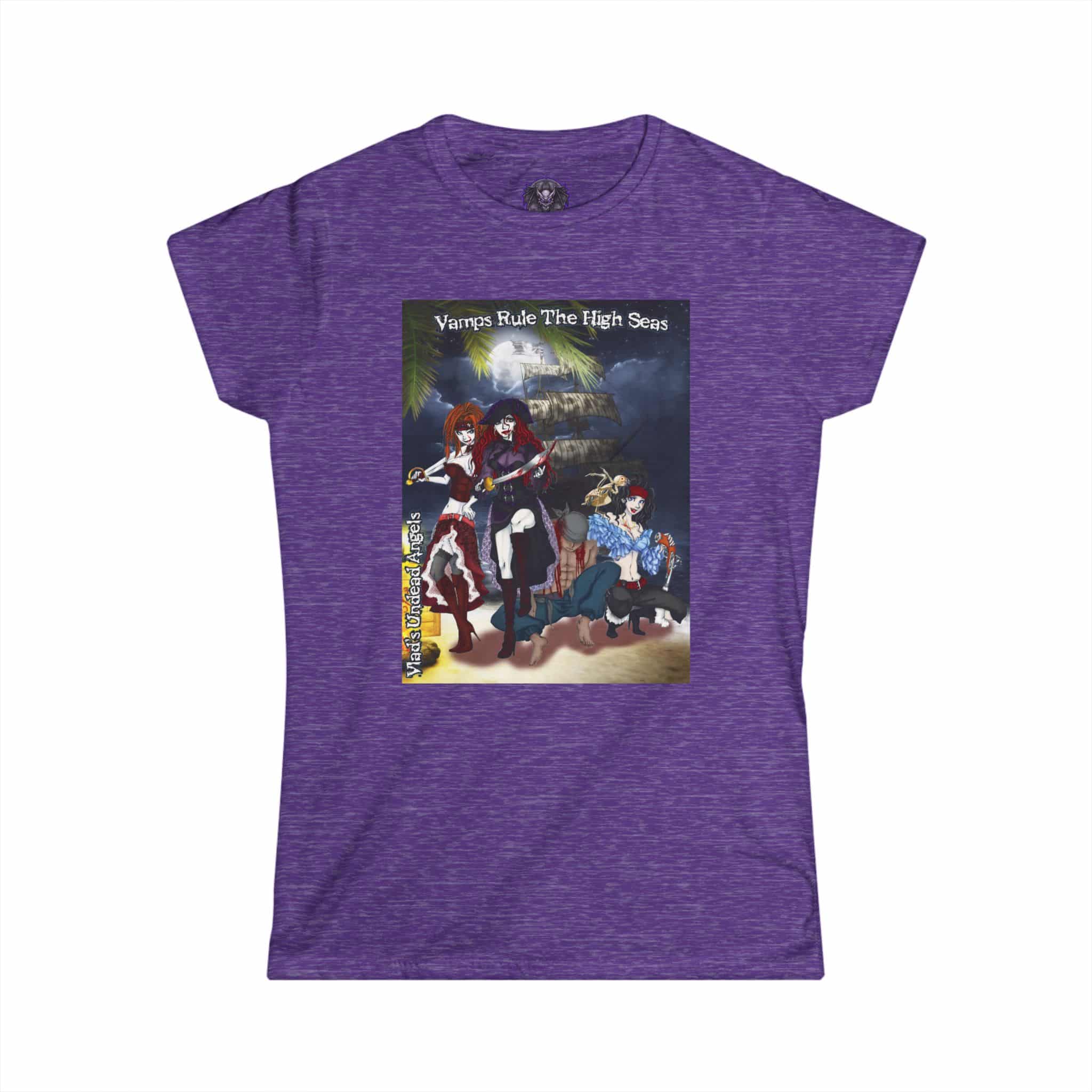 Undead Angel Vampire Pirate Trio - Classic Art w/Text Re-Issue Women's Softstyle Tee - Image 25