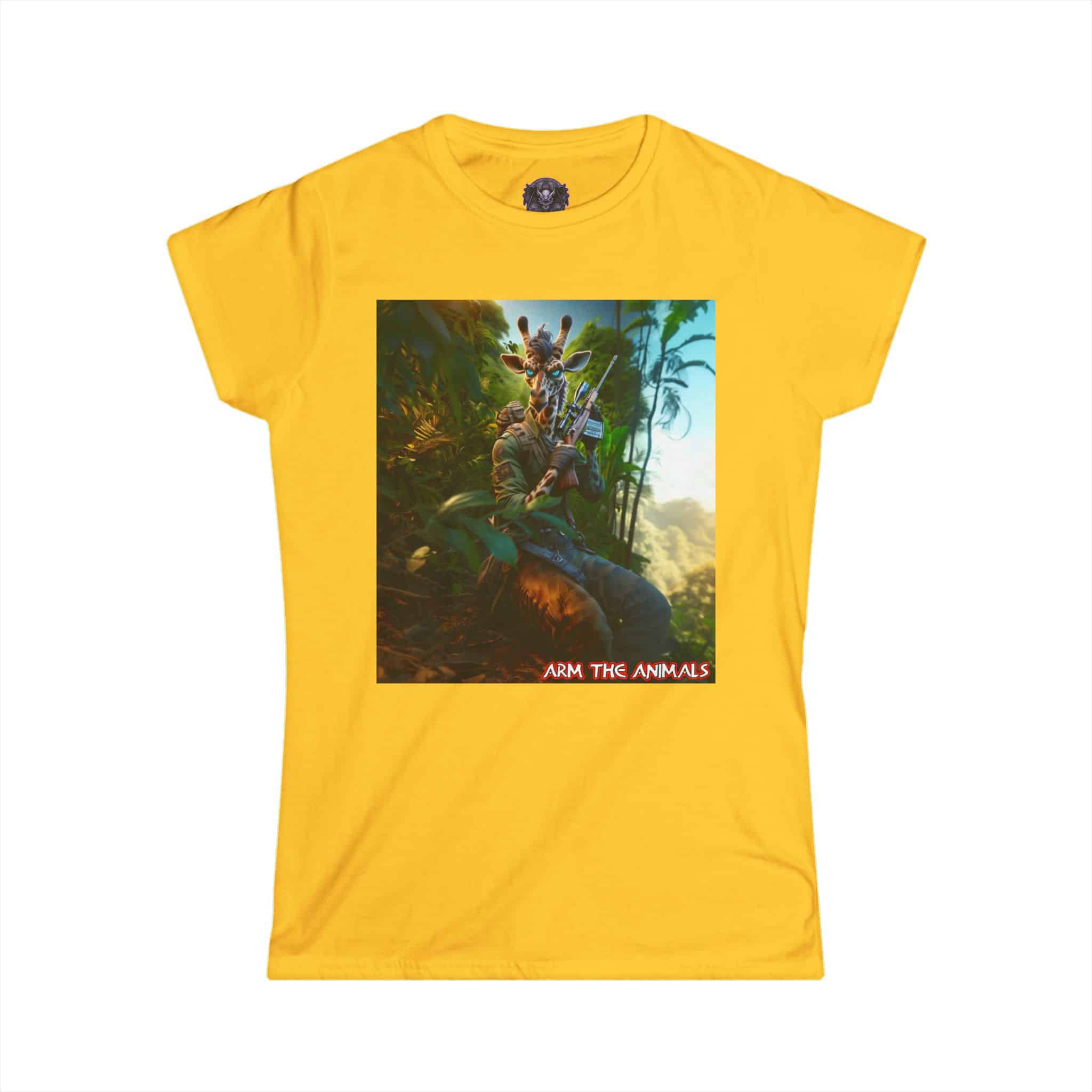 Arm The Animals: Hunter Giraffe #AA-D-Gi002 Women's Softstyle Tee - Image 13