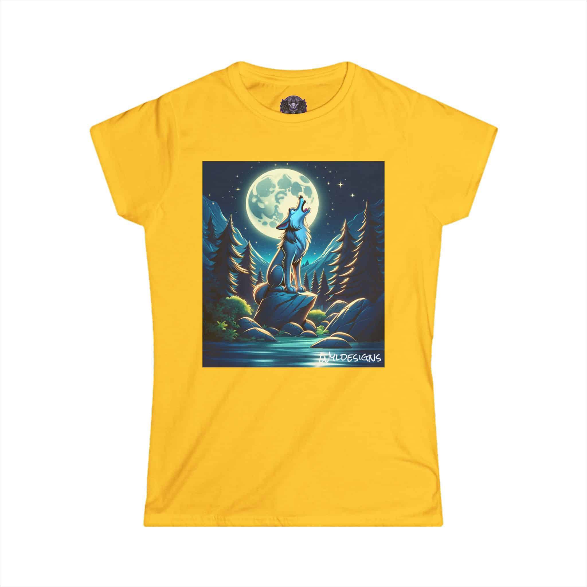 Howling Wolf Toon Style WD-D012 By Wyldesigns Women's Softstyle Tee - Image 19