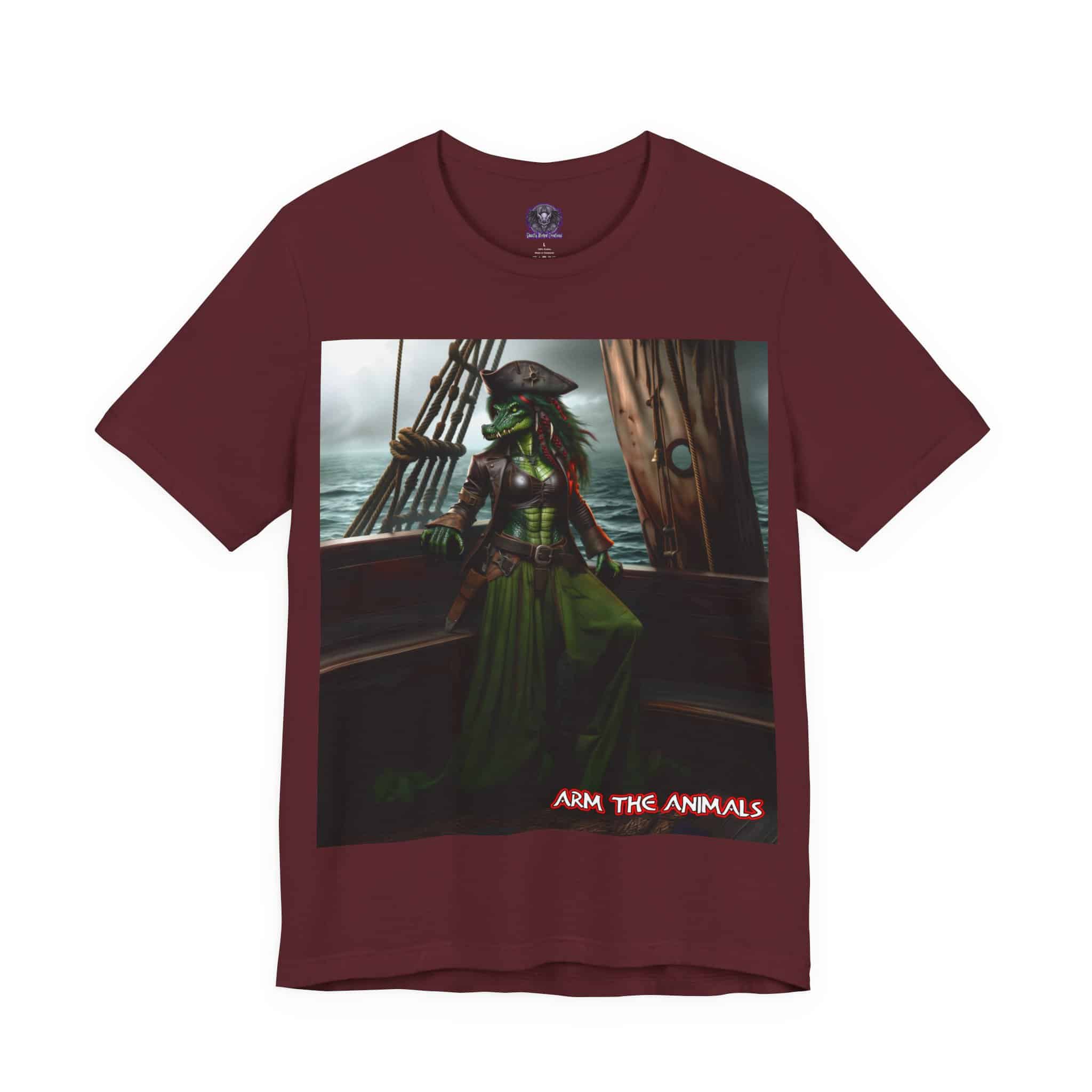 Arm The Animals: Pirate Gator Girl #AA-D-G001 Unisex Jersey Short Sleeve Tee - Image 28