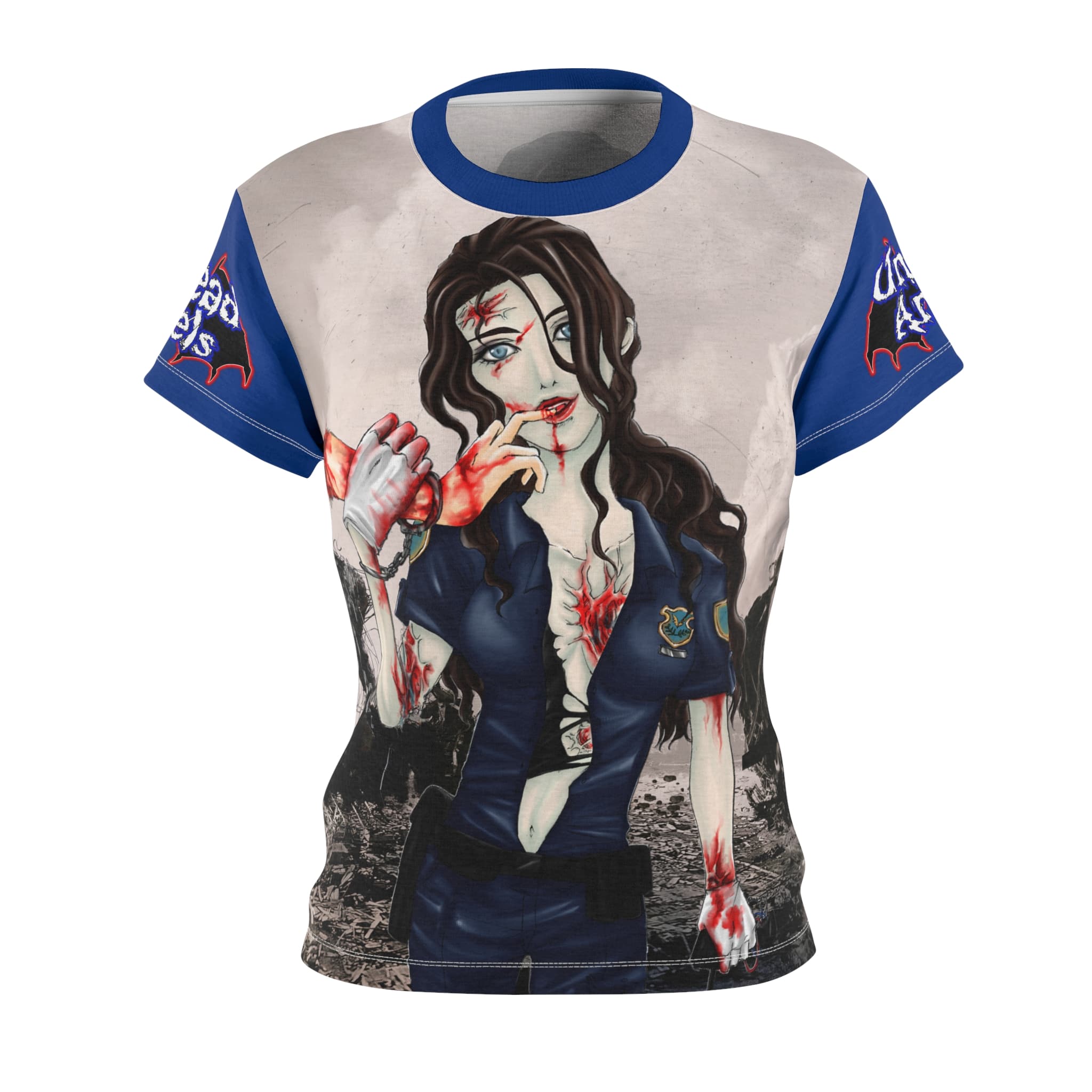 Terri Undead Angel Police Officer - Classic Art Women's Cut & Sew Tee (AOP)