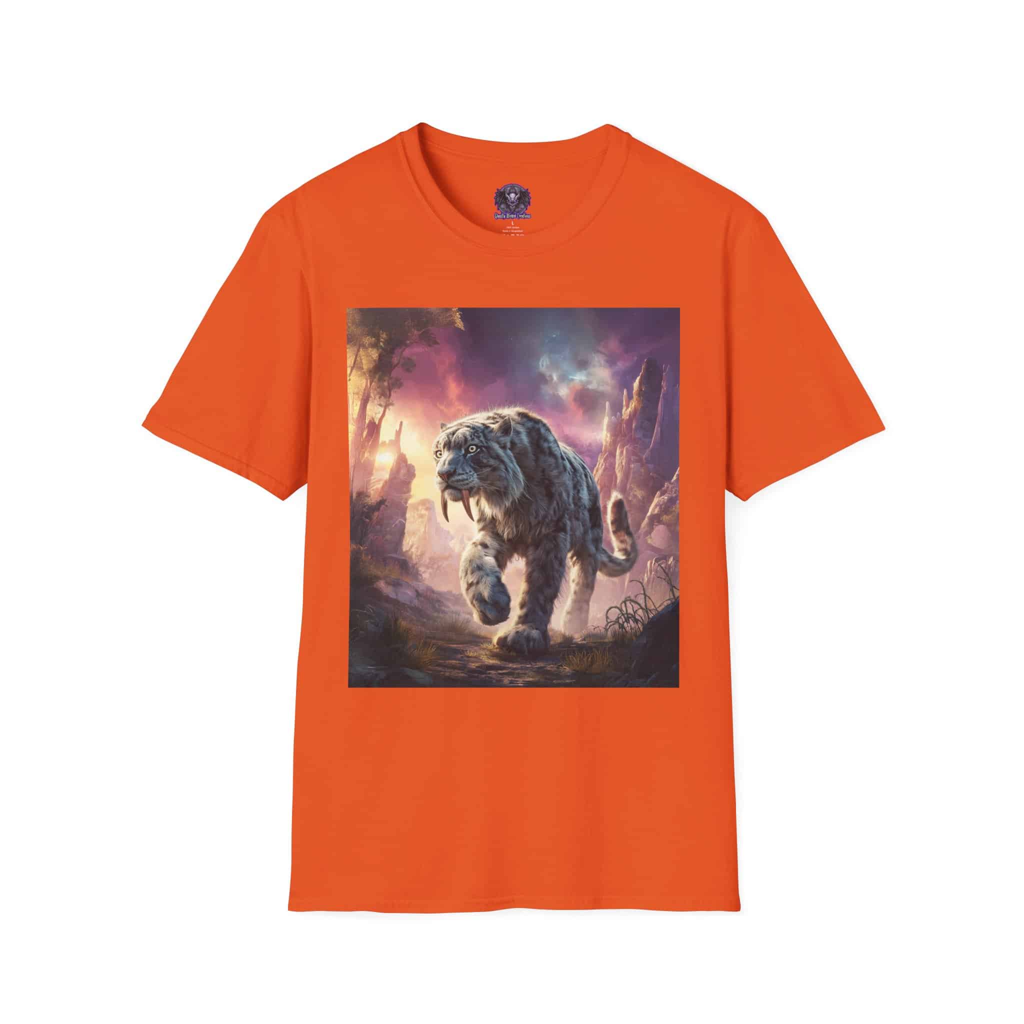 Prehistoric Smilodon aka Sabre-Tooth Tiger II Unisex T-Shirt, Graphic Tee, Unique Gift, Casual Wear - Image 13