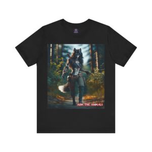 Arm The Animals: Hunter Wolf Girl #AA-D-W002 Unisex Jersey Short Sleeve Tee