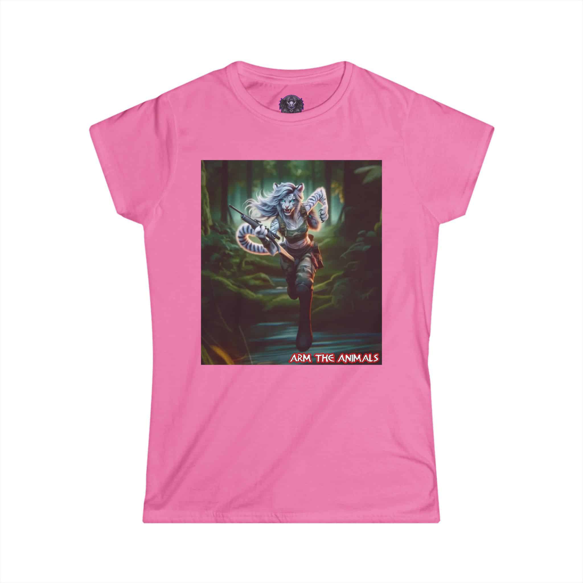 Arm The Animals: Commando Tigress #AA-D-WT004 Women's Softstyle Tee - Image 37