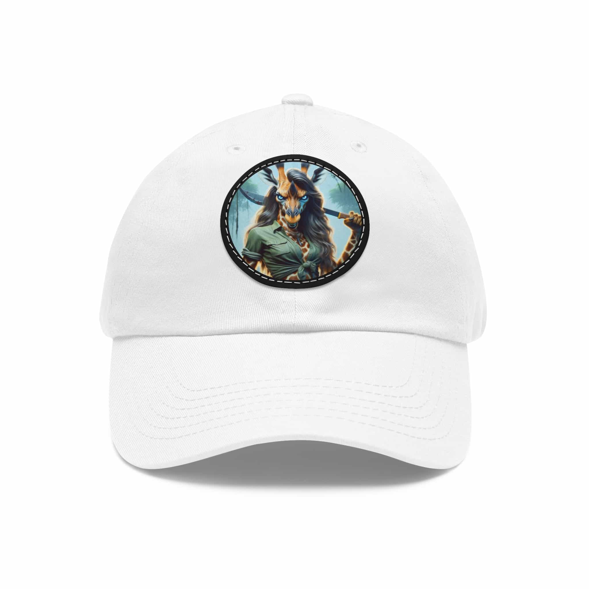 Arm The Animals: Hunter Giraffe Girl #AA-D-Gi001 Artistic Round Leather Patch Dad Hat - Stylish Casual Cap - Image 6