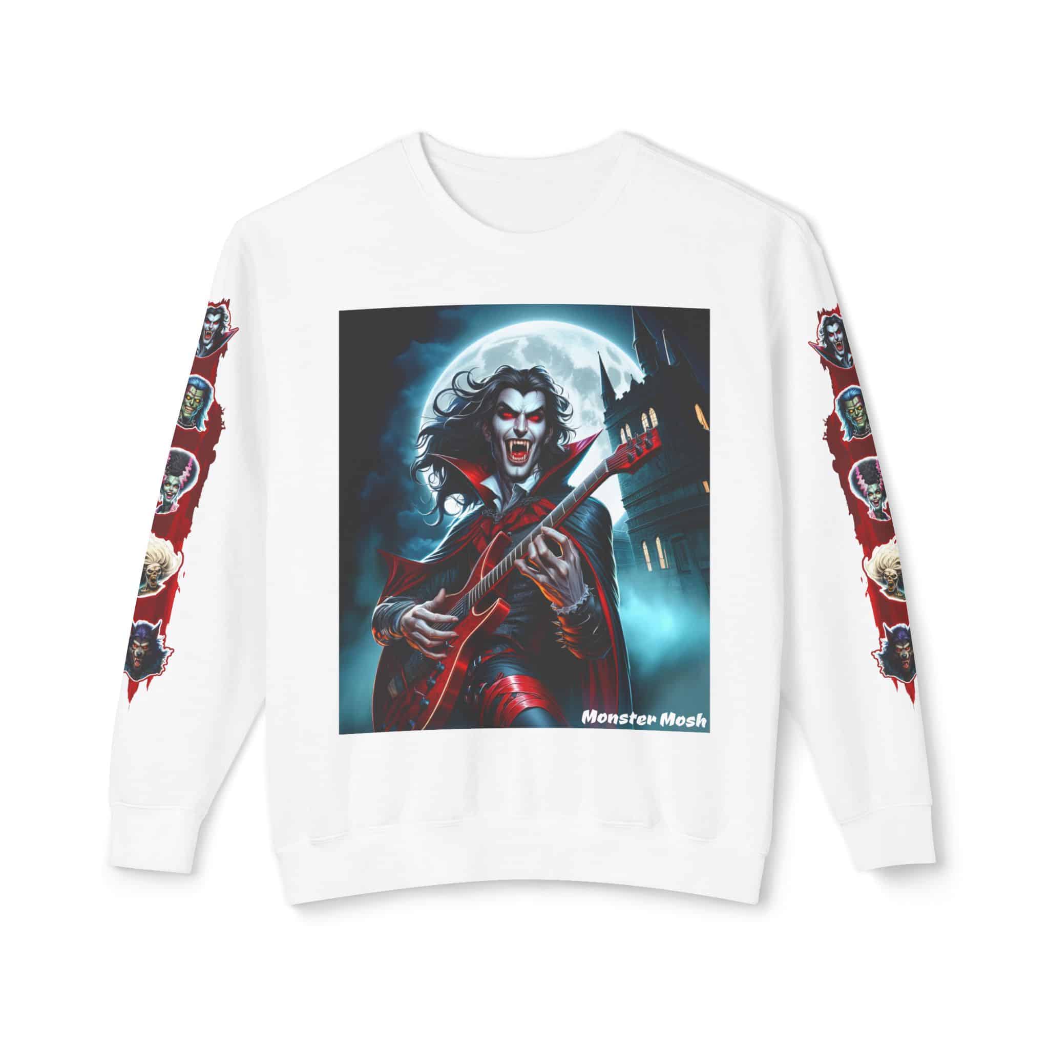 Monster Mosh 2024 Tour Drac on Guitar MM-D001 Deluxe Unisex Lightweight Crewneck Sweatshirt - Image 5