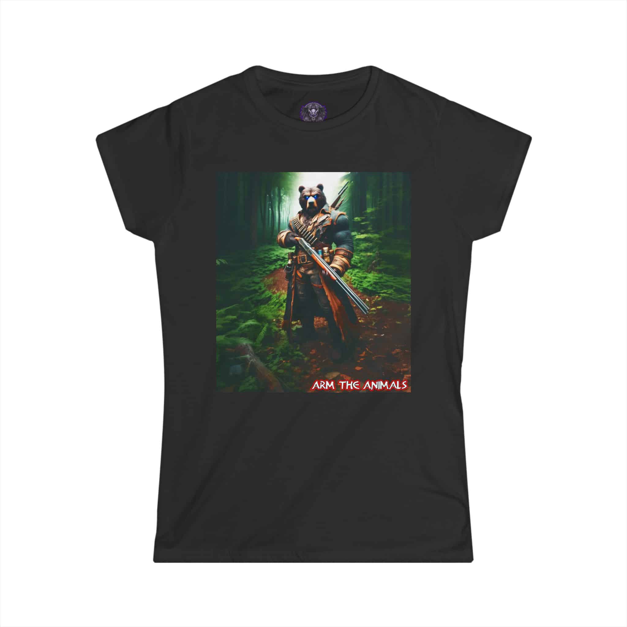 Arm The Animals: Hunter Bear #AA-D-Be001 Women's Softstyle Tee - Image 7