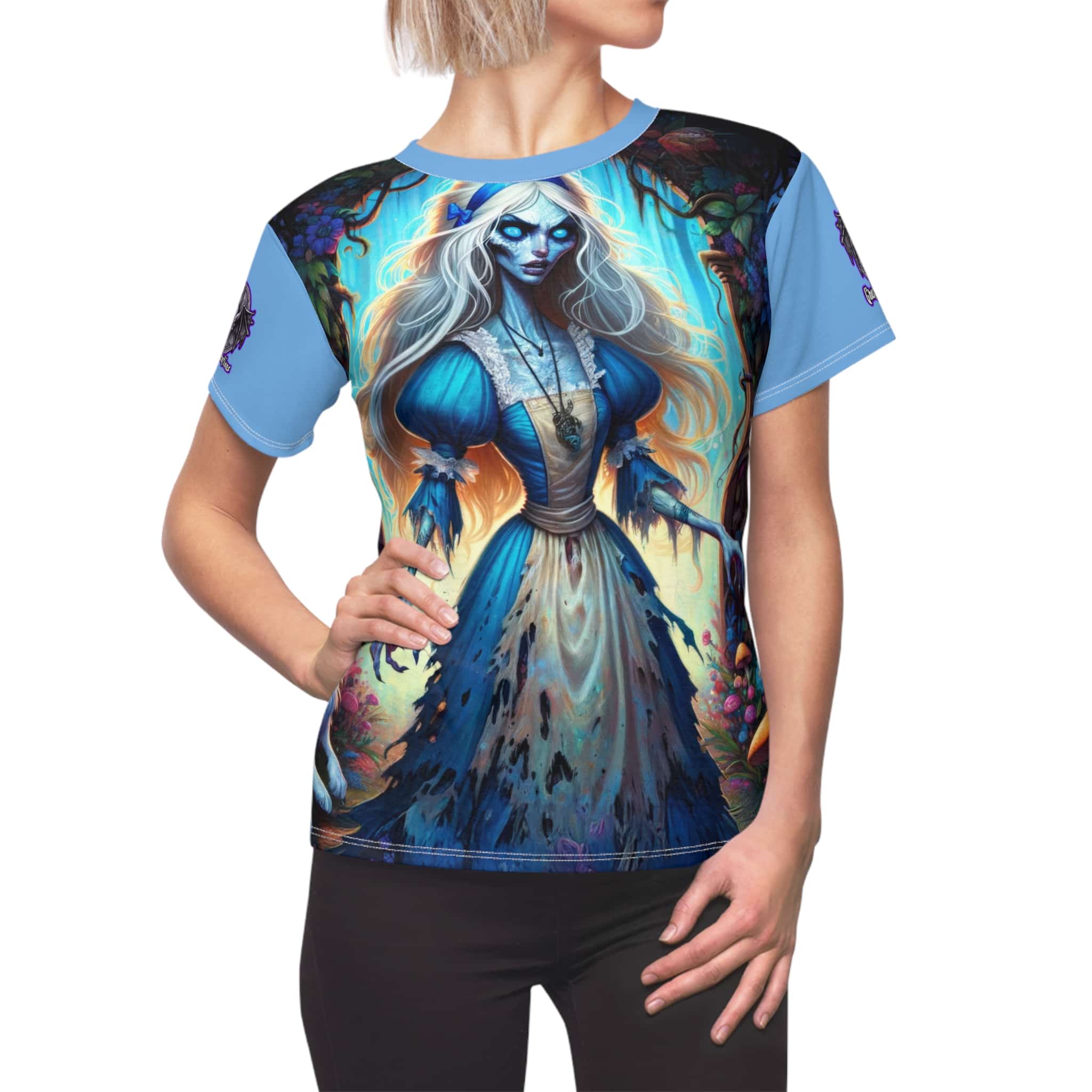 Undead Alice & White Rabbit Zombie #WT-D-A03 Women's Cut & Sew Tee (AOP) - Image 10