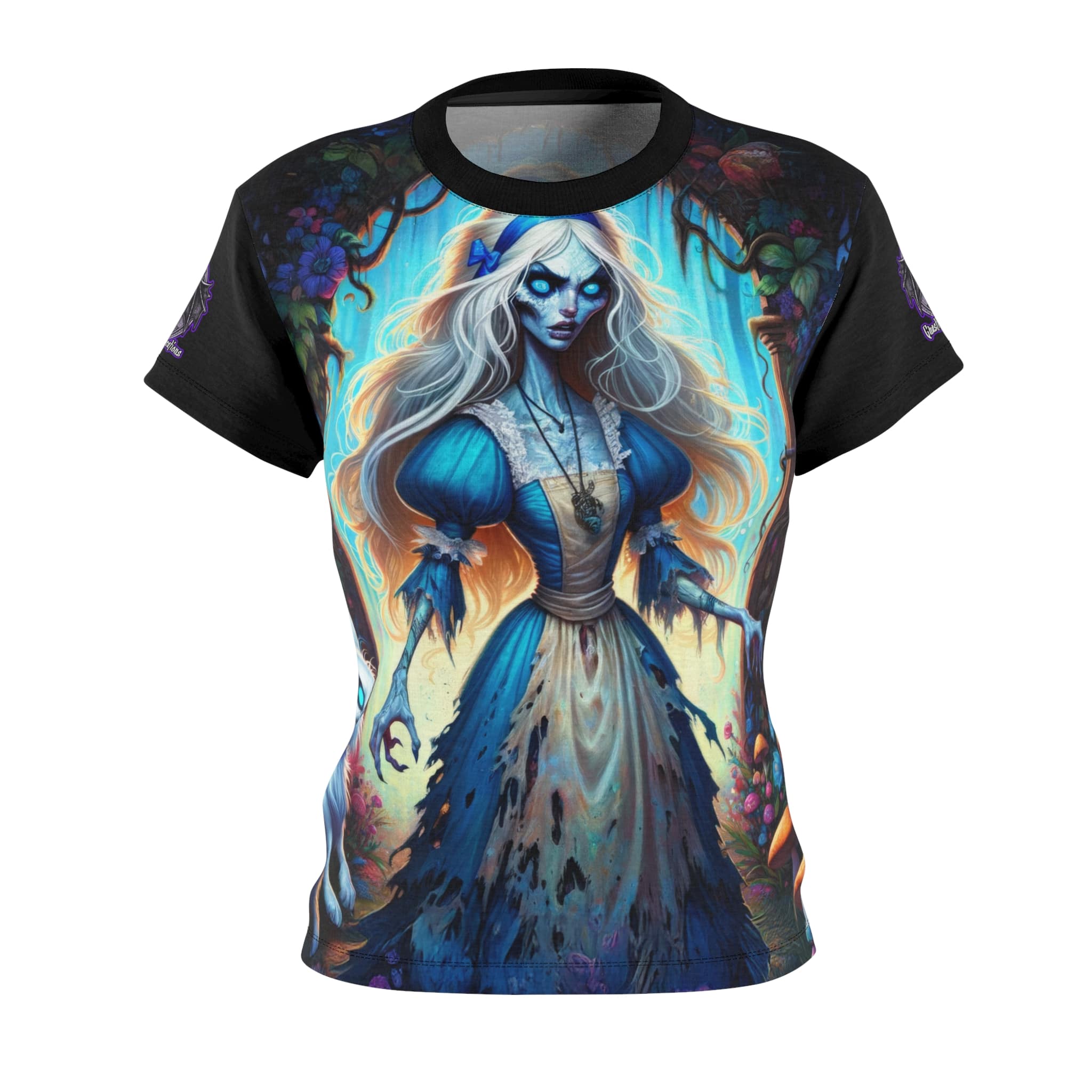 Undead Alice & White Rabbit Zombie #WT-D-A03 Women's Cut & Sew Tee (AOP) - Image 2