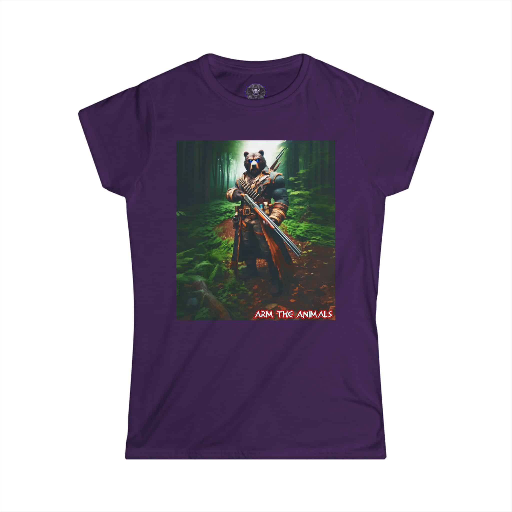 Arm The Animals: Hunter Bear #AA-D-Be001 Women's Softstyle Tee - Image 34