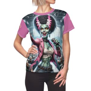 Monster Mosh 2024 Tour Lily Singer MM-D006 Women's Cut & Sew Tee (AOP) - Black or Pink Sleeves