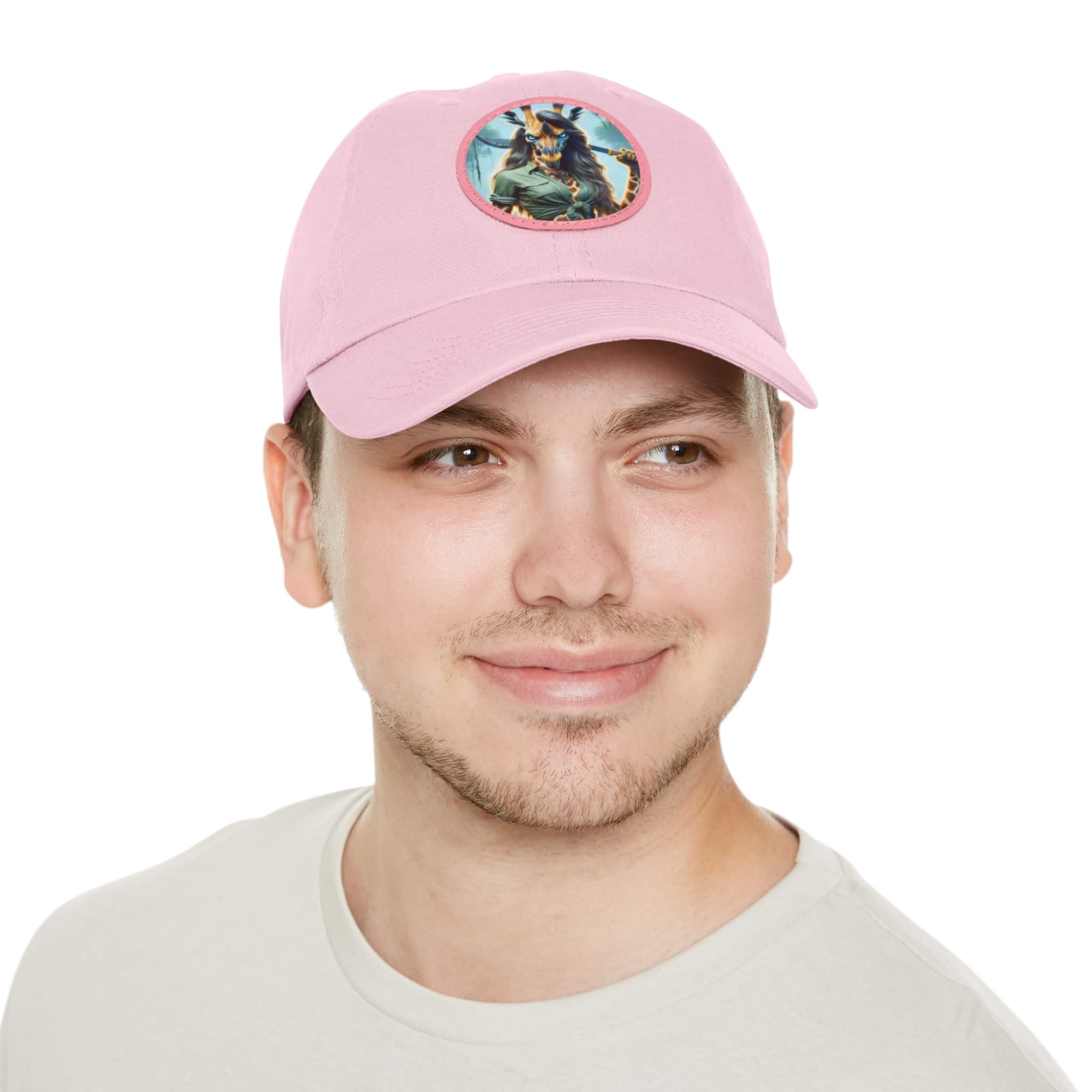 Arm The Animals: Hunter Giraffe Girl #AA-D-Gi001 Artistic Round Leather Patch Dad Hat - Stylish Casual Cap - Image 5