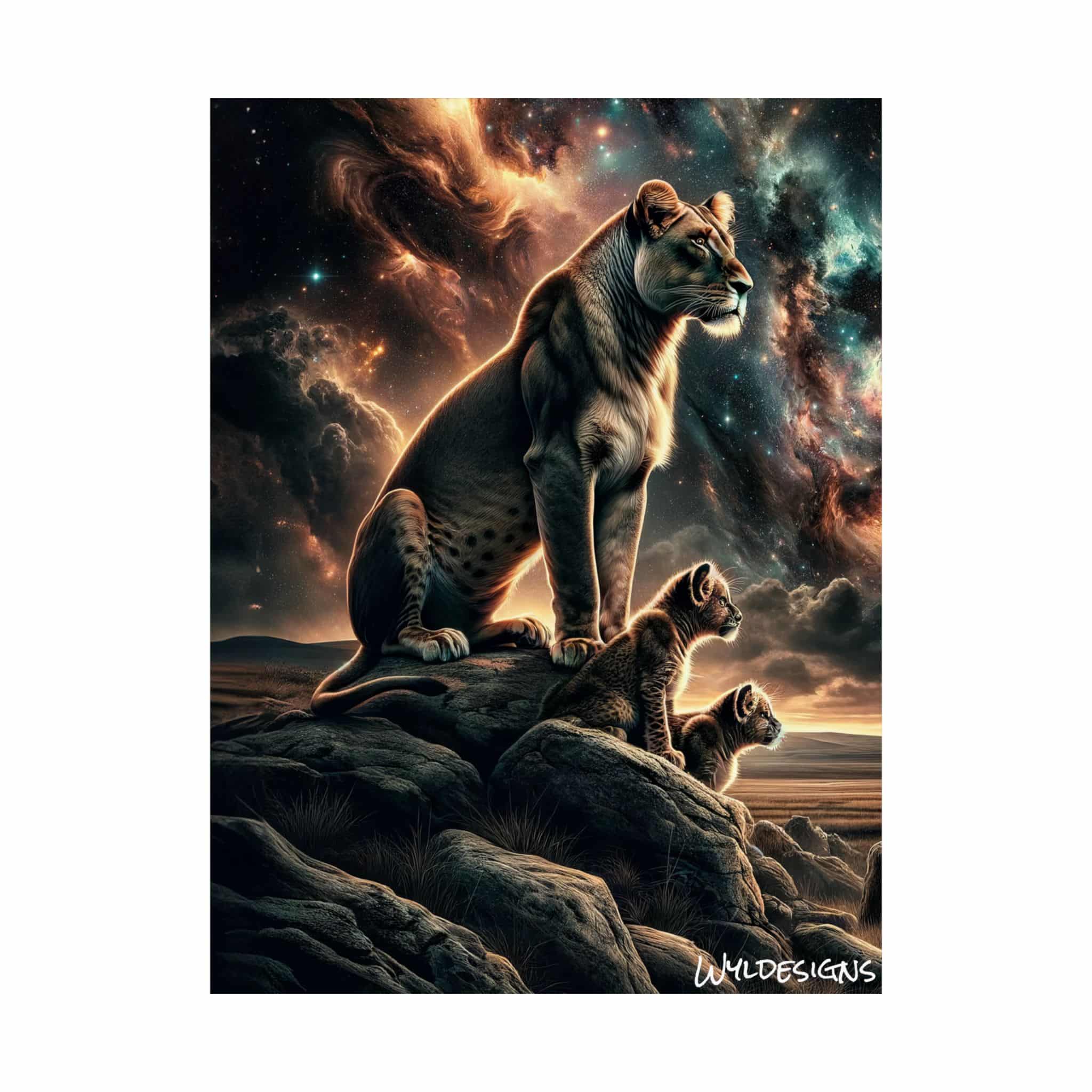 Lioness & Cubs WD-D010 By Wyldesigns Matte Vertical Posters - Image 2