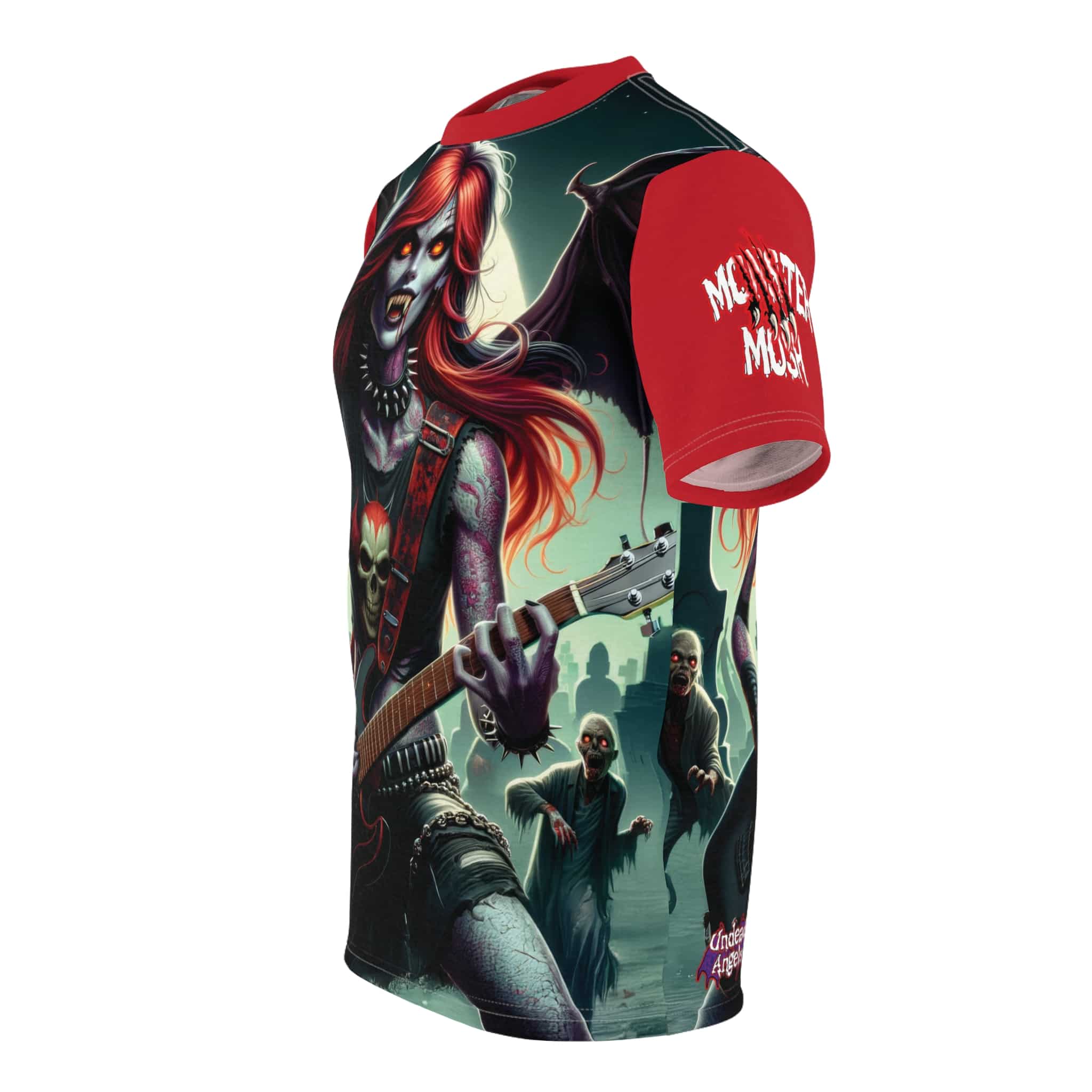 Monster Mosh Undead Angels Guitarist MM-D-UA-C01 Unisex Cut & Sew Tee (AOP) - Image 7