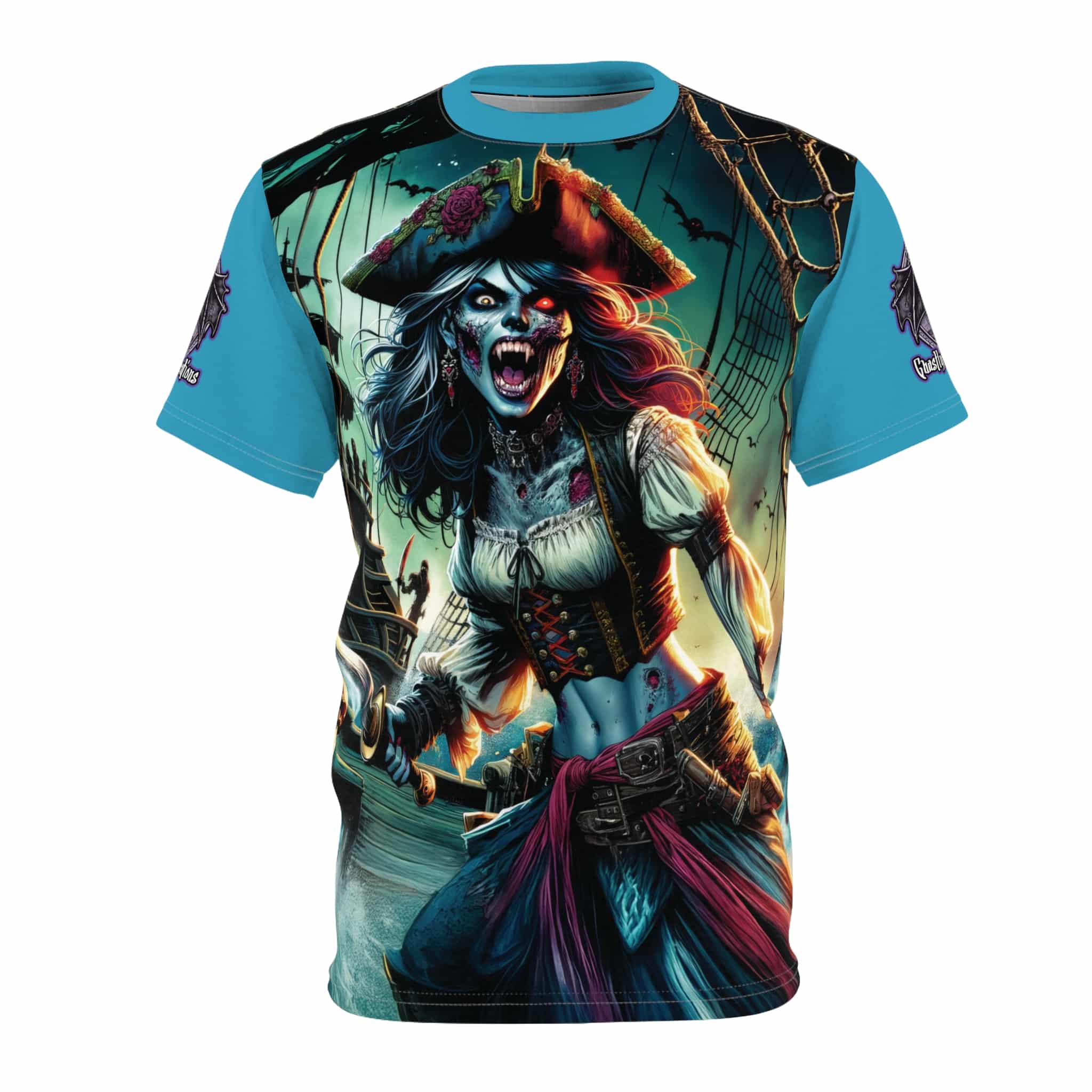 Undead Pirate Lass #ML-D-UP002 Unisex Cut & Sew Tee (AOP) - Image 5