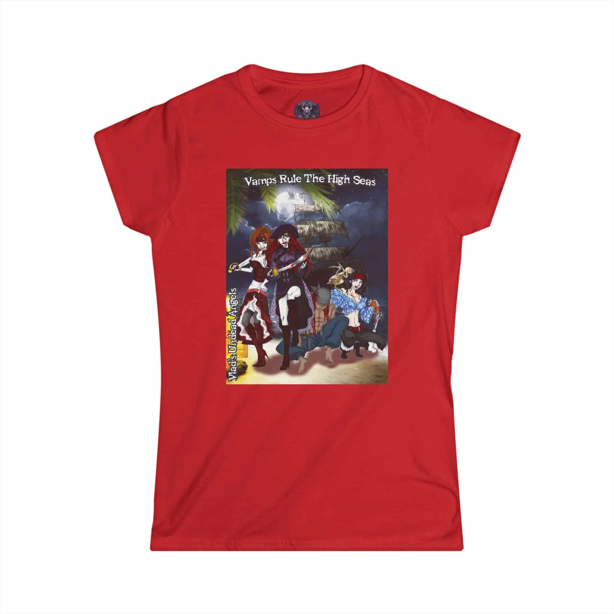 Undead Angel Vampire Pirate Trio - Classic Art w/Text Re-Issue Women's Softstyle Tee - Image 9