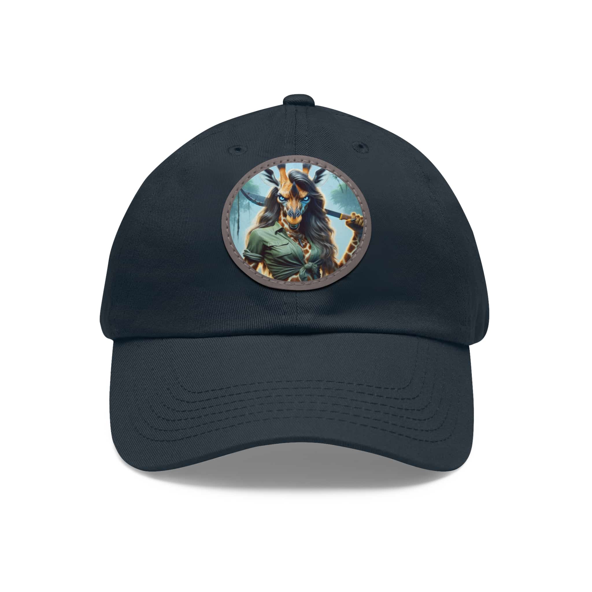 Arm The Animals: Hunter Giraffe Girl #AA-D-Gi001 Artistic Round Leather Patch Dad Hat - Stylish Casual Cap - Image 71