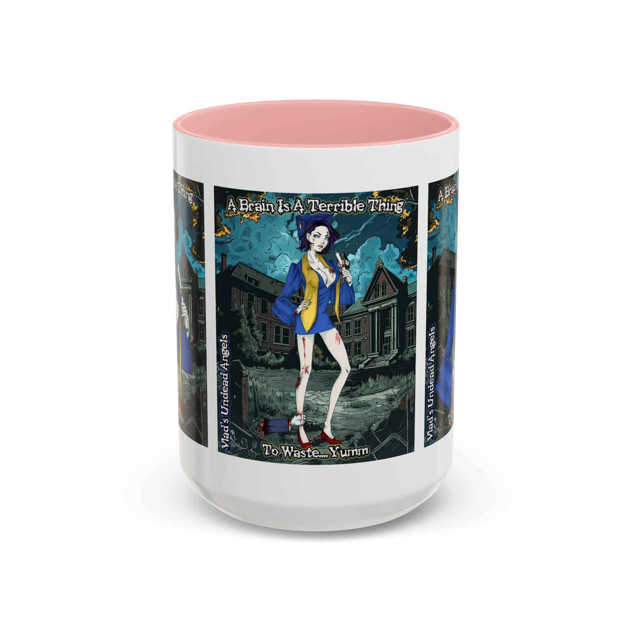 Tiffany Undead Angel Zombie Graduate – Classic Art V2 w/Text Accent Coffee Mug (11, 15oz) - Image 29