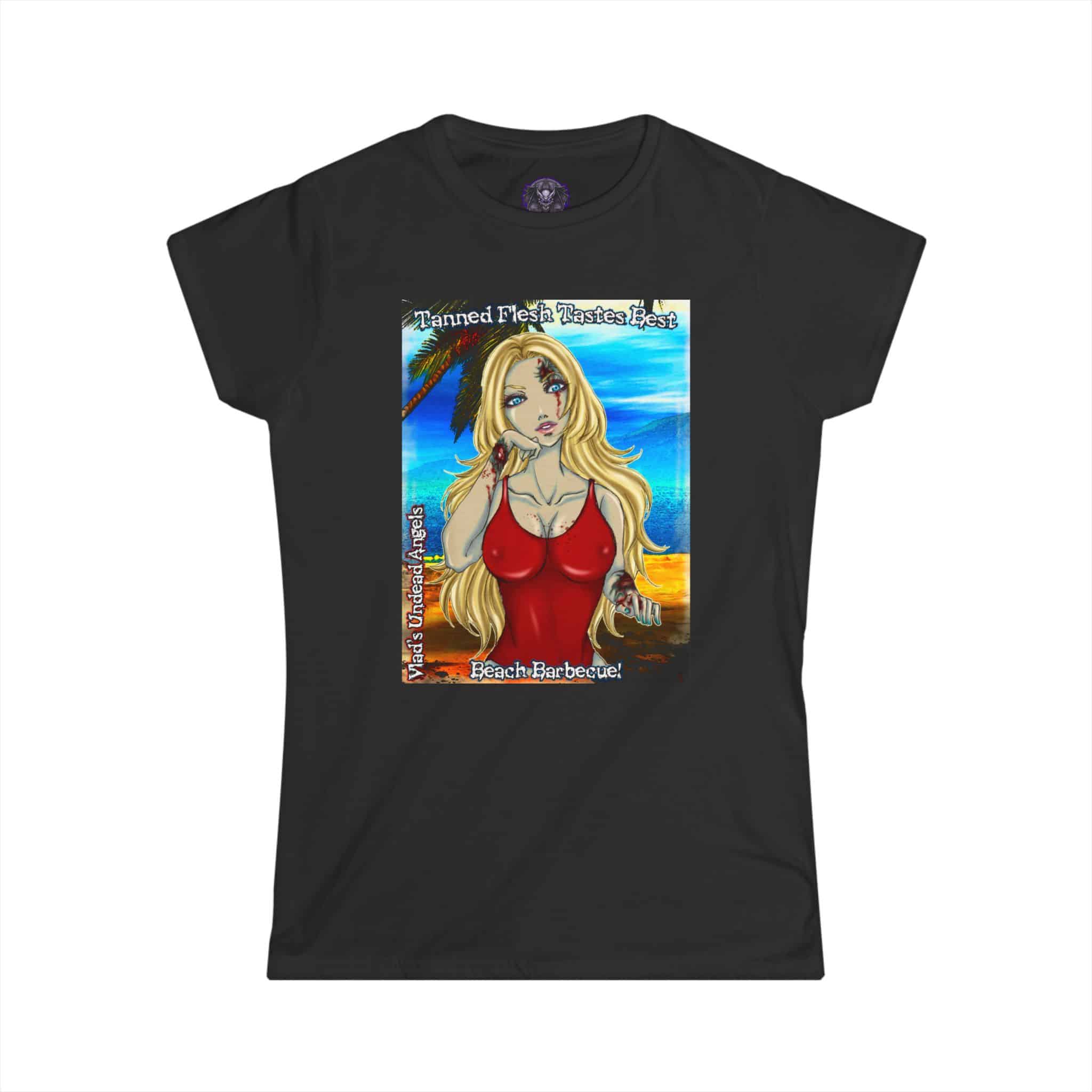 Shay Undead Angel Zombie Lifeguard - Classic Art w/Text C1 Re-Issue Women's Softstyle Tee - Image 4