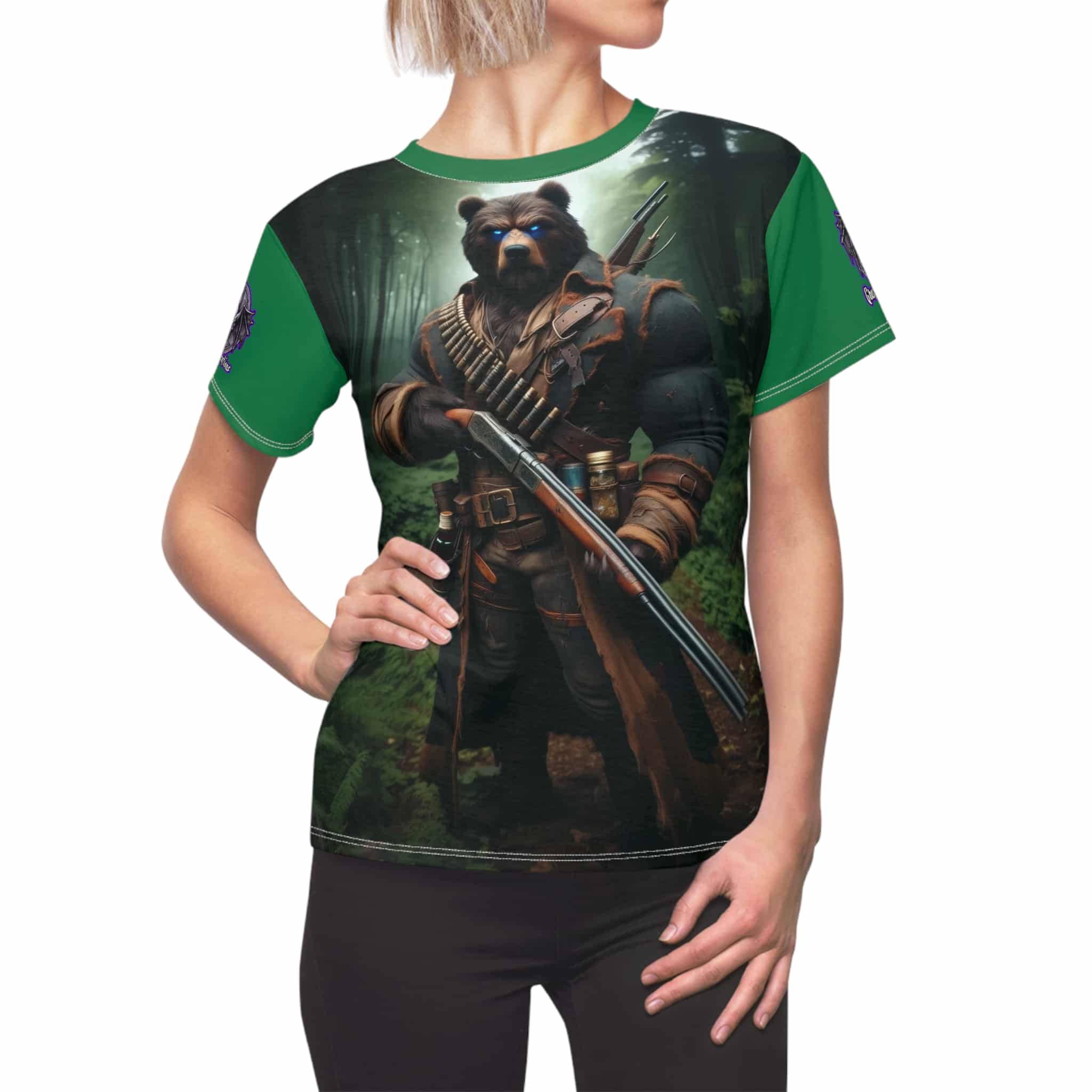 Arm The Animals: Hunter Bear #AA-D-Be001 Women's Cut & Sew Tee (AOP) - Image 10