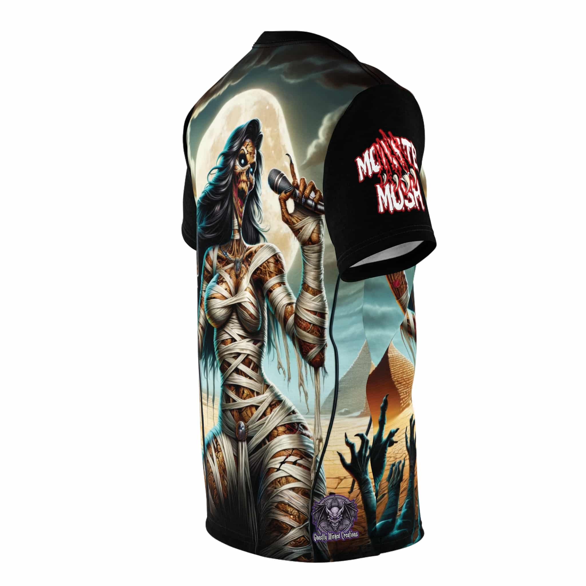 Monster Mosh 2024 Tour Mummy Goddess Singer MM-D-MG02 Unisex Cut & Sew Tee (AOP) - Black or Brown - Image 4