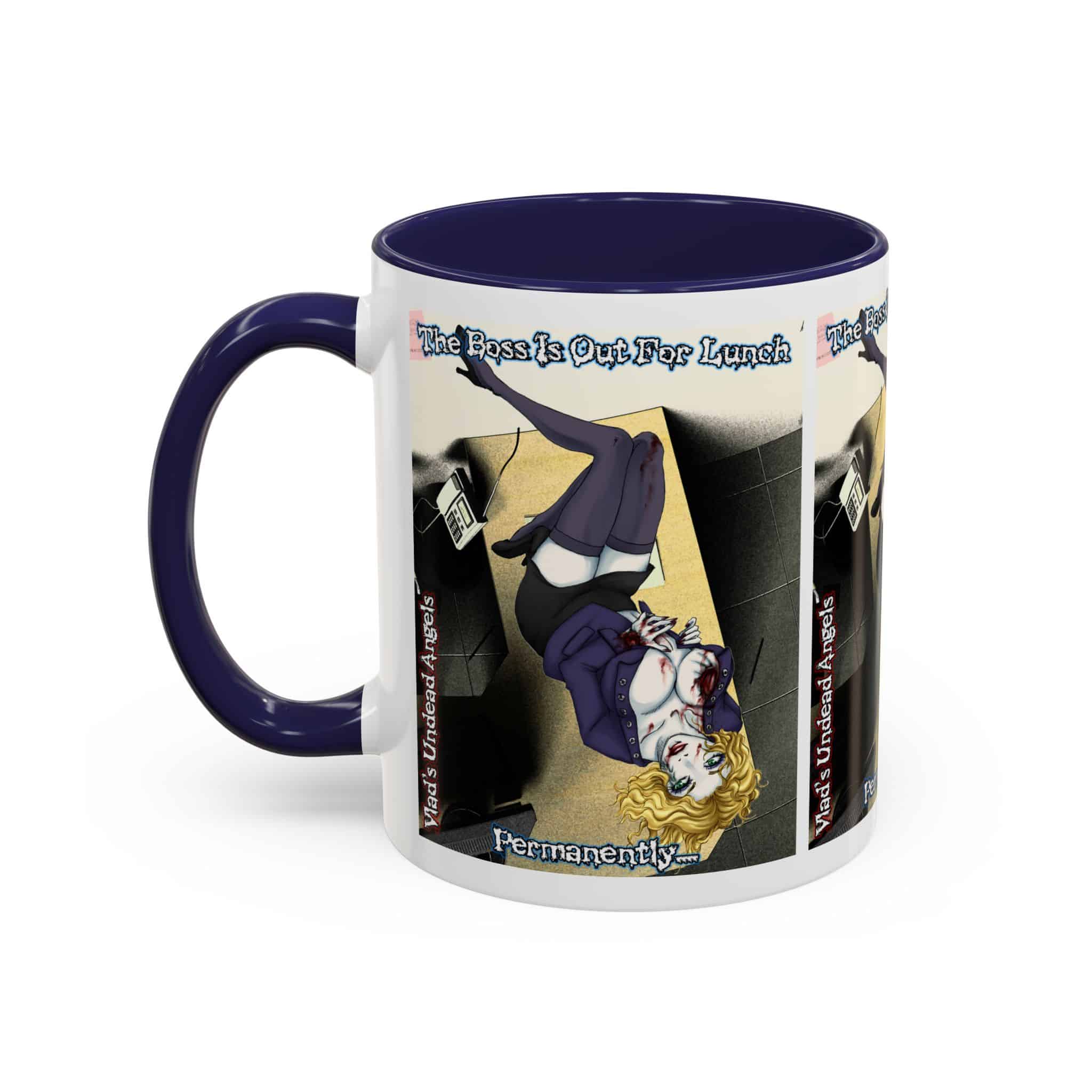 Jennifer Undead Angel Zombie Secretary – Classic Art w/Text Accent Coffee Mug (11, 15oz) - Image 7
