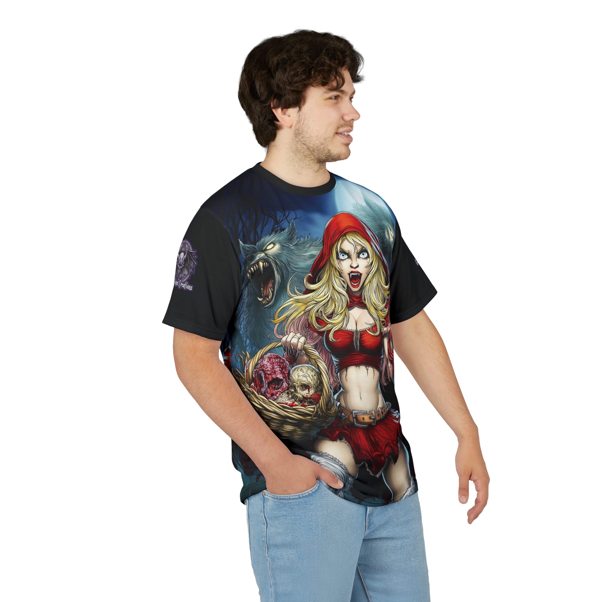 Vampire Red Riding Hood By Ghastly Wicked Tales 2025-02 Tee Unisex (AOP) - Image 16