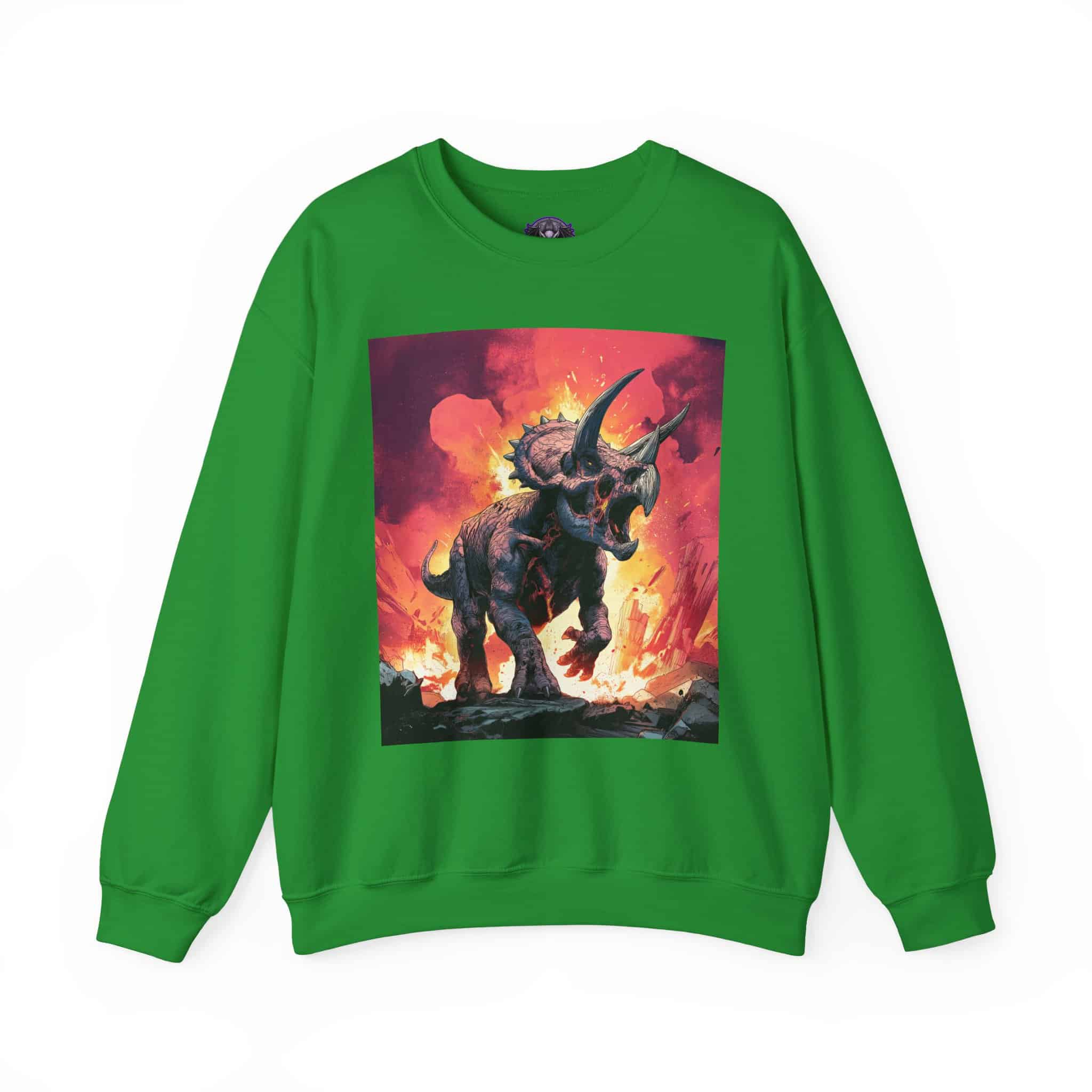 Skeletal Zombie Triceratops In Volcanic Wasteland Unisex Heavy Blend™ Crewneck Sweatshirt - Image 41