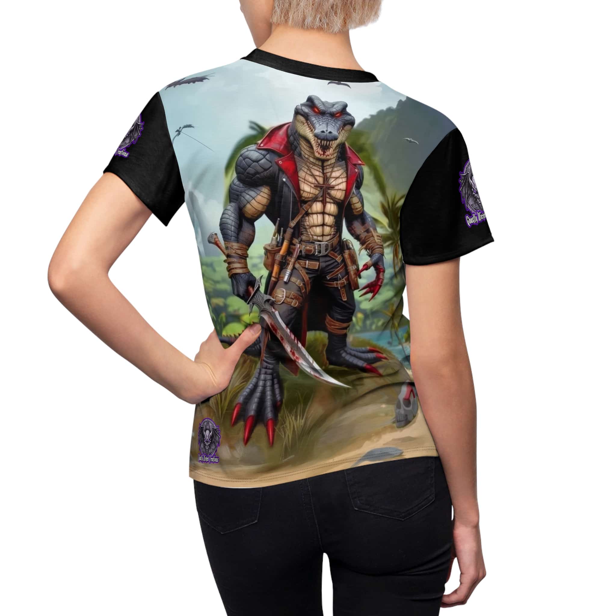 Arm The Animals: Pirate Gator #AA-D-PG003 Women's Cut & Sew Tee (AOP) - Image 5